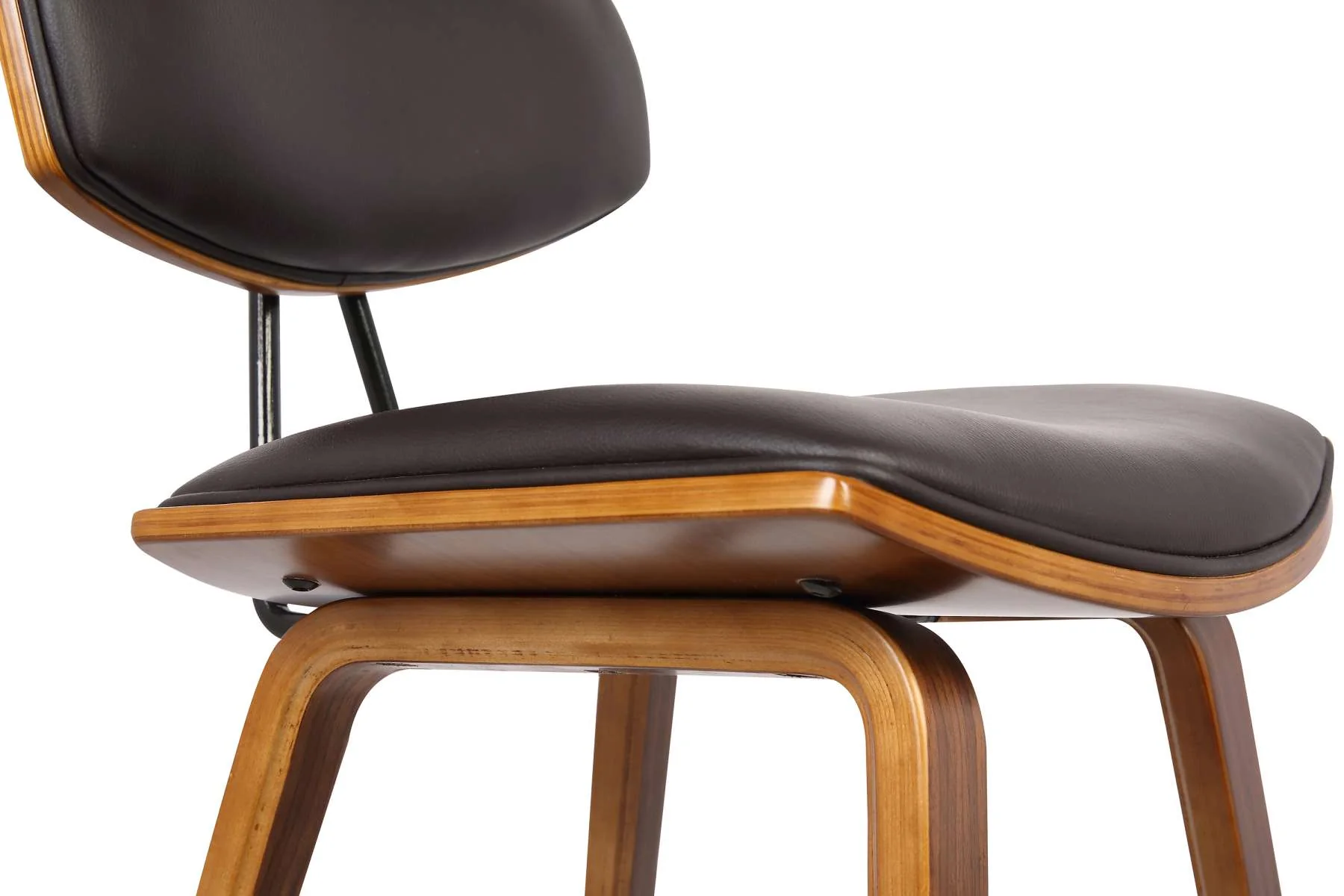Fox 25.5" Counter Height Brown Faux Leather and Walnut Wood Mid-Century Modern Bar Stool By Armen Living - Image 5