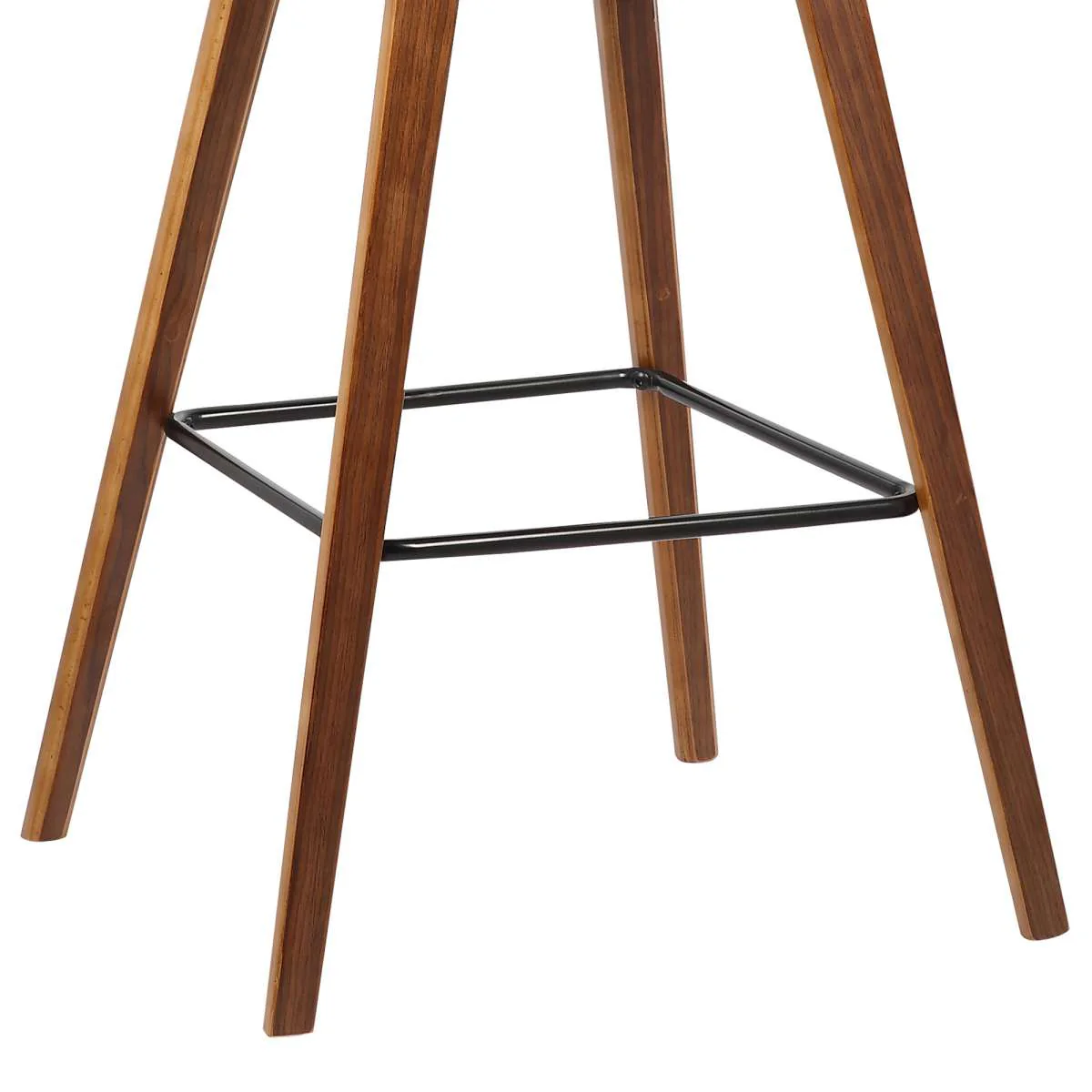 Fox 25.5" Counter Height Brown Faux Leather and Walnut Wood Mid-Century Modern Bar Stool By Armen Living - Image 6