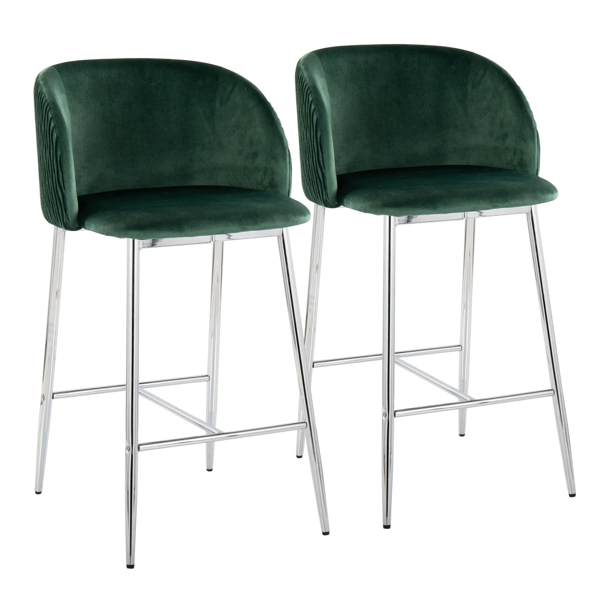 Fran Pleated Fixed-Height Counter Stool - Set of 2 Green By LumiSource - B26-FRANPLTV CHRGN2