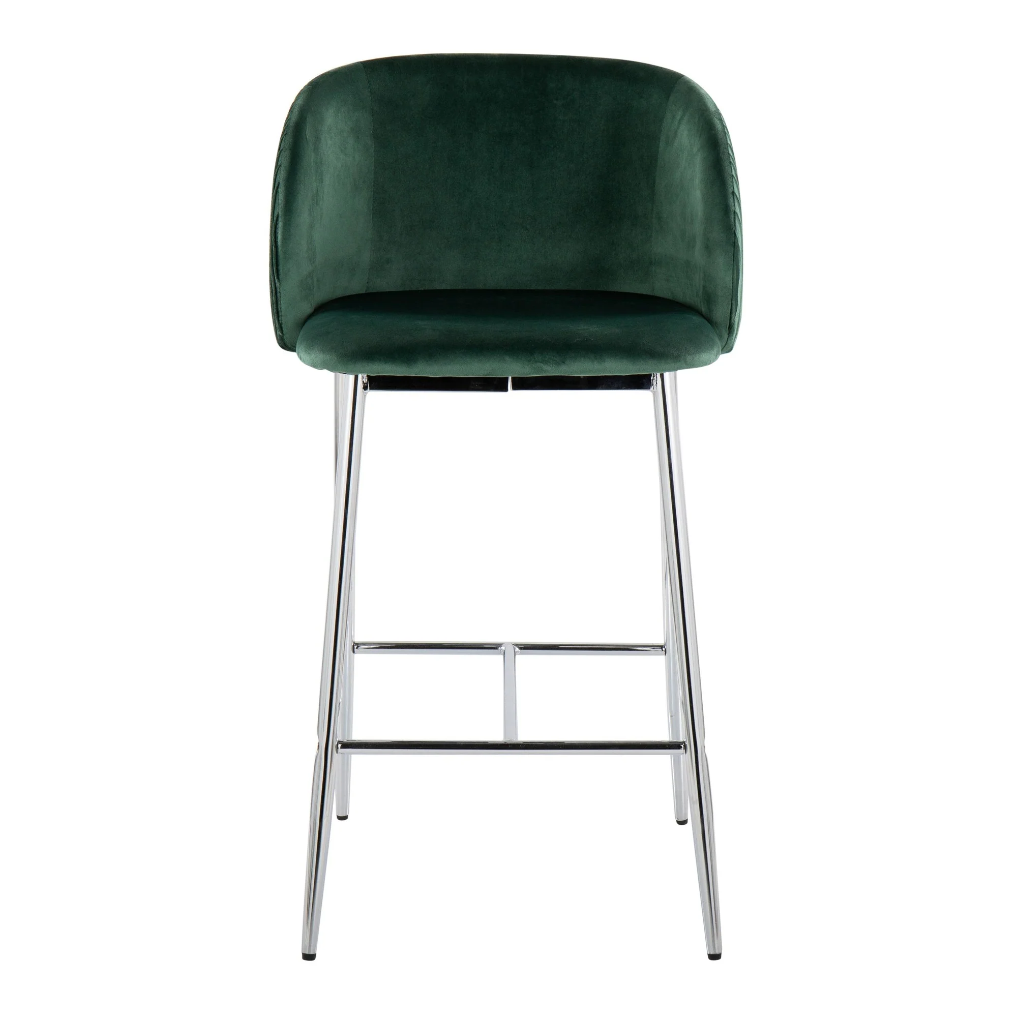 Fran Pleated Waves Fixed-Height Counter Stool - Set of 2 Green By LumiSource - B26-FRANPLTWVV CHRGN2 - Image 2