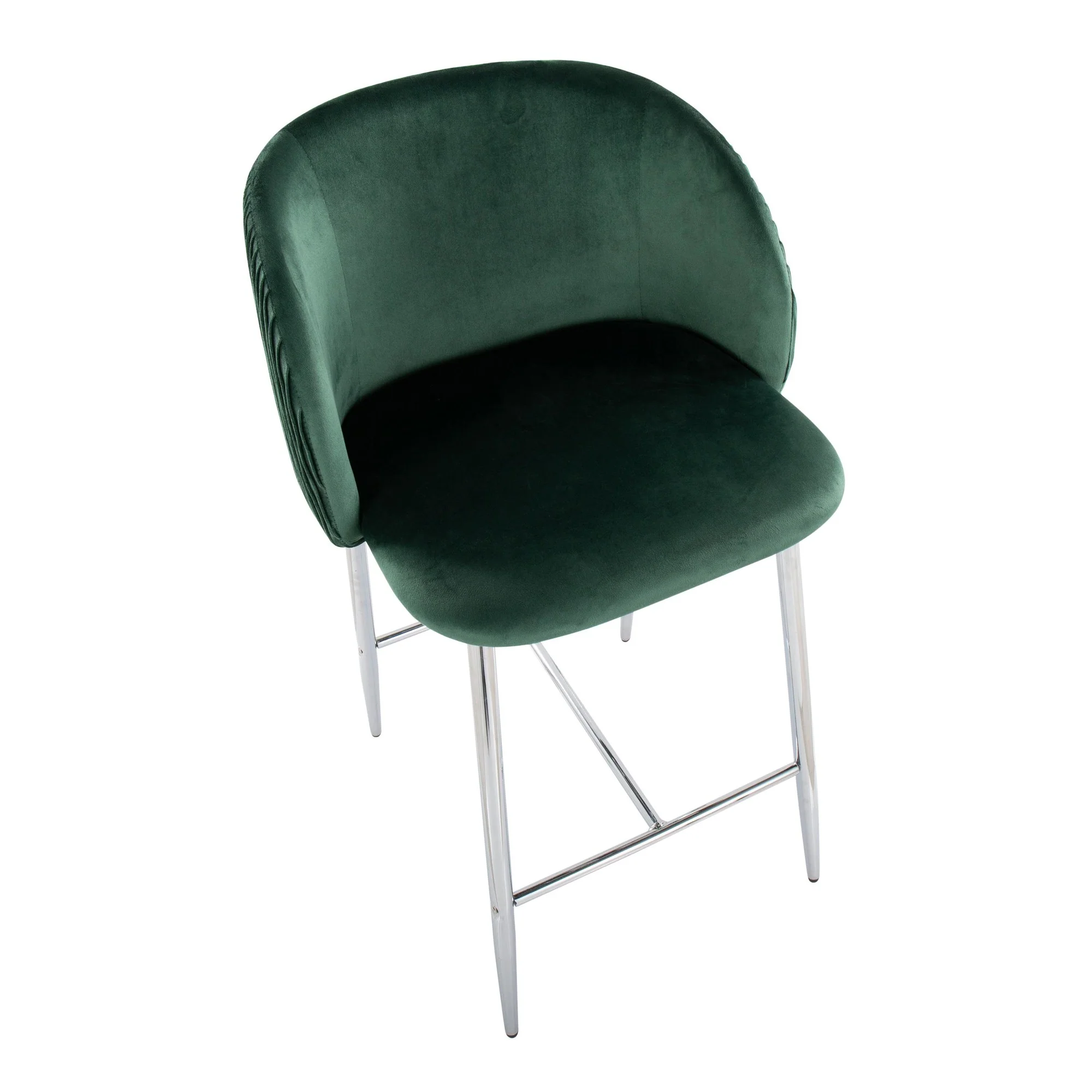 Fran Pleated Waves Fixed-Height Counter Stool - Set of 2 Green By LumiSource - B26-FRANPLTWVV CHRGN2 - Image 3