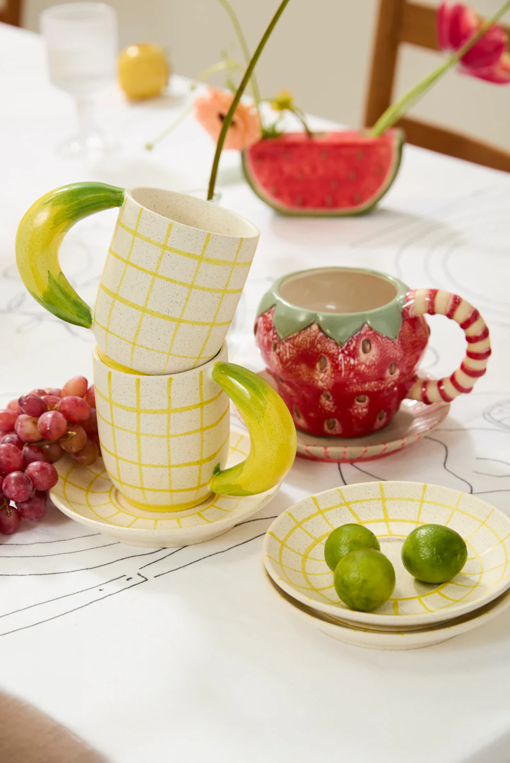 Fresh Fruit Mug with Saucer Set of 4 By Accent Decor