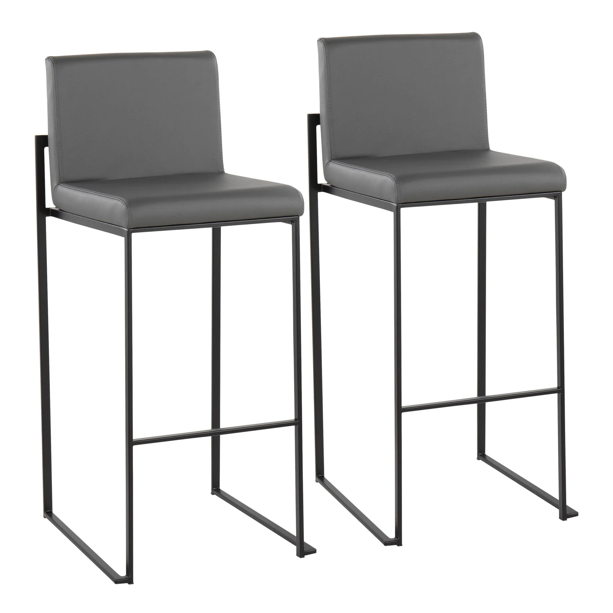 Fuji High Back Barstool - Set of 2 Gray By LumiSource - B30-FUJIHB BKGY2
