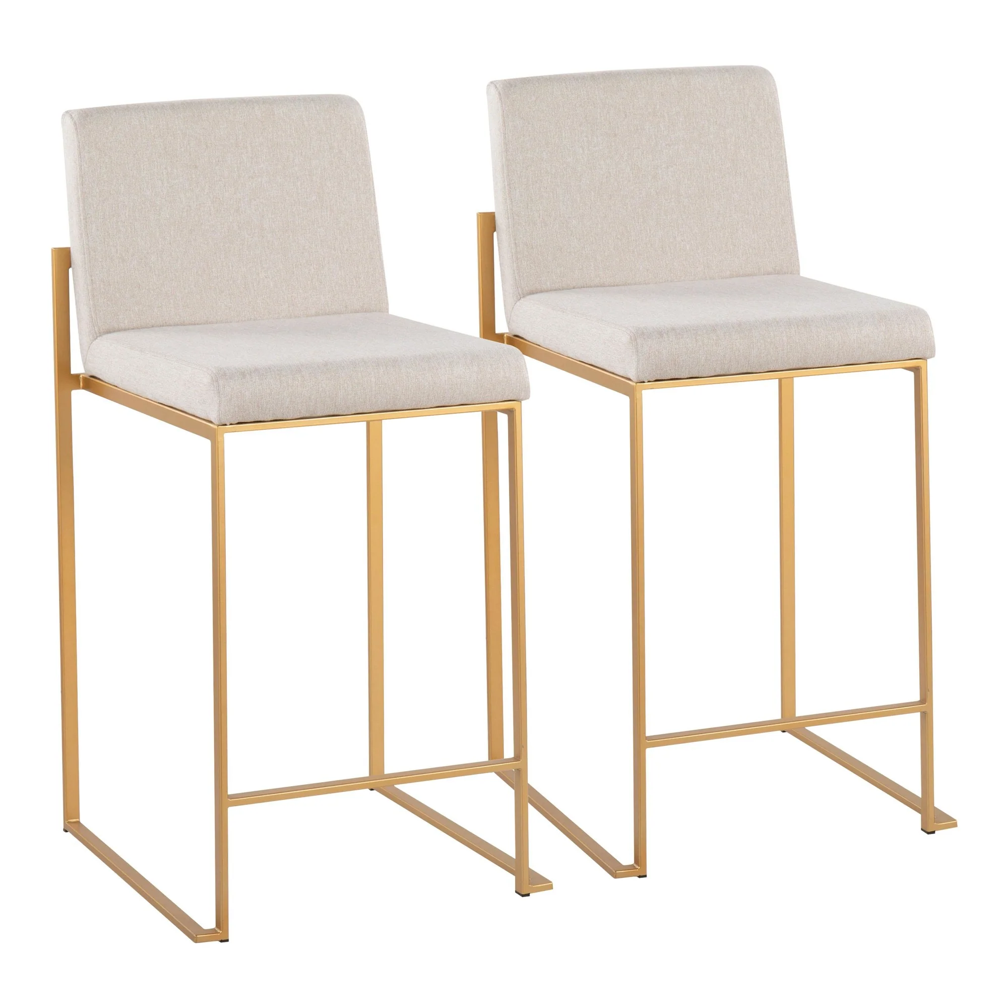 Fuji High Back Counter Stool - Set of 2 Beige By LumiSource - B26-FUJIHB AUFBG2
