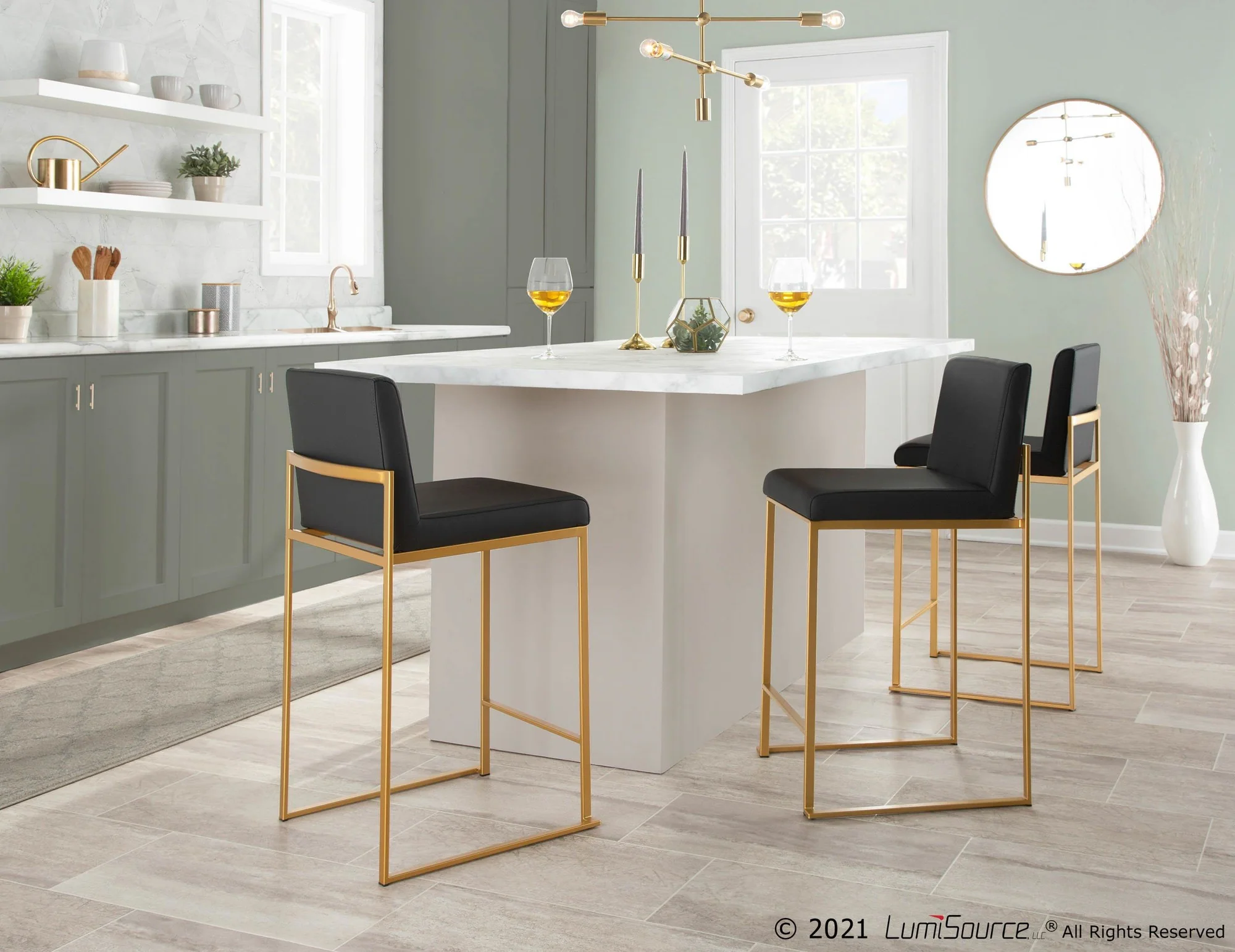 Fuji High Back Counter Stool - Set of 2 Black By LumiSource - B26-FUJIHB AUBK2