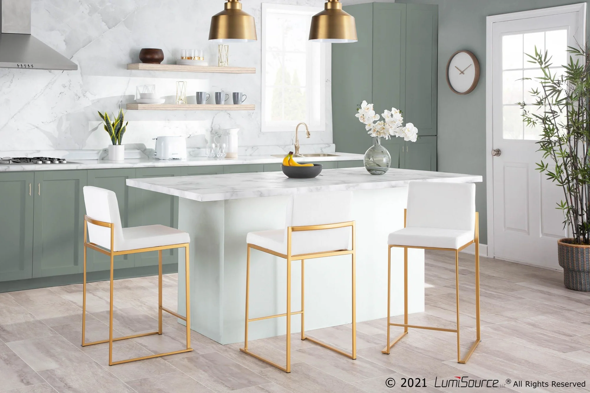 Fuji High Back Counter Stool - Set of 2 White By LumiSource - B26-FUJIHB AUW2 - Image 6