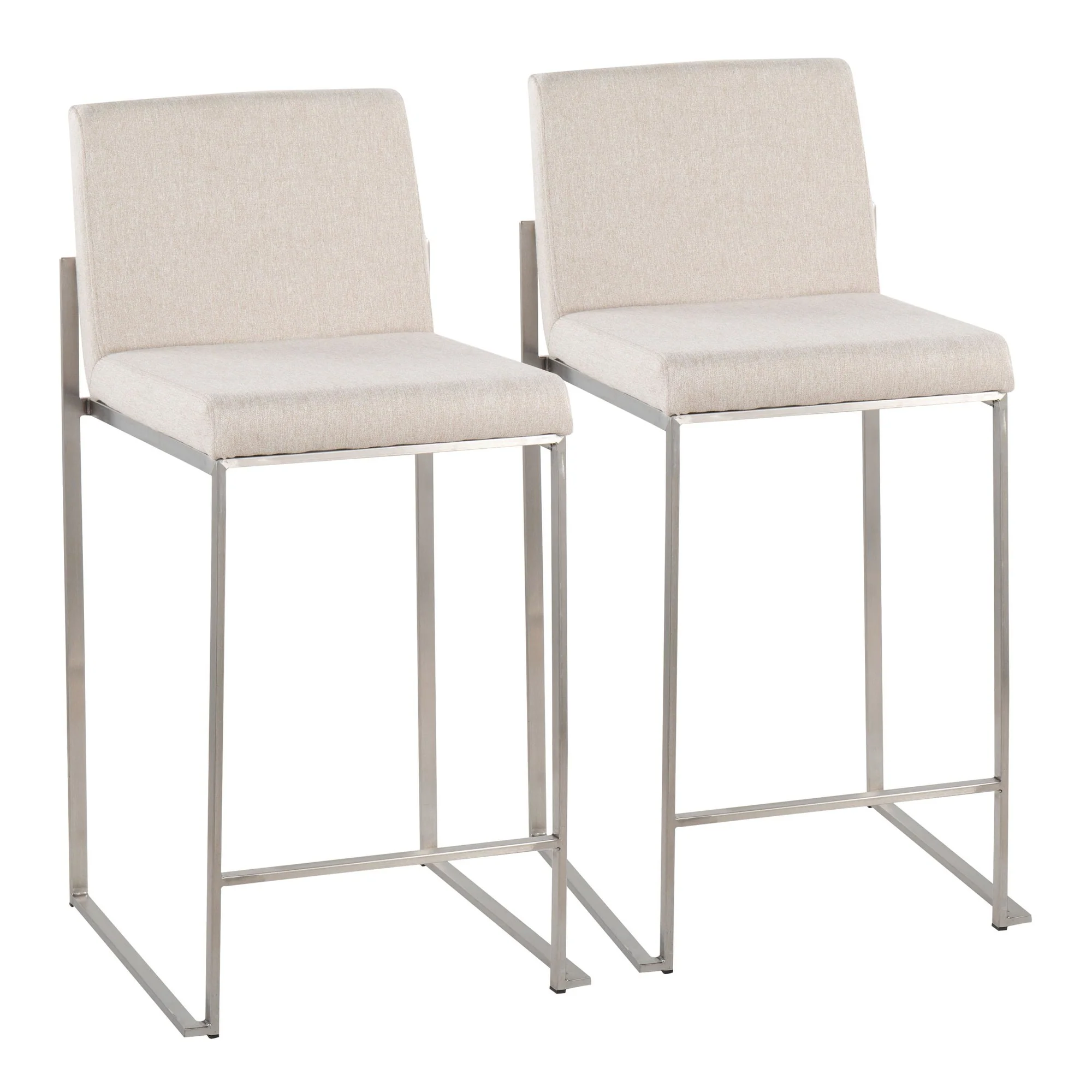 Fuji High Back Counter Stool - Set of 2 Beige By LumiSource - B26-FUJIHB SSFBG2