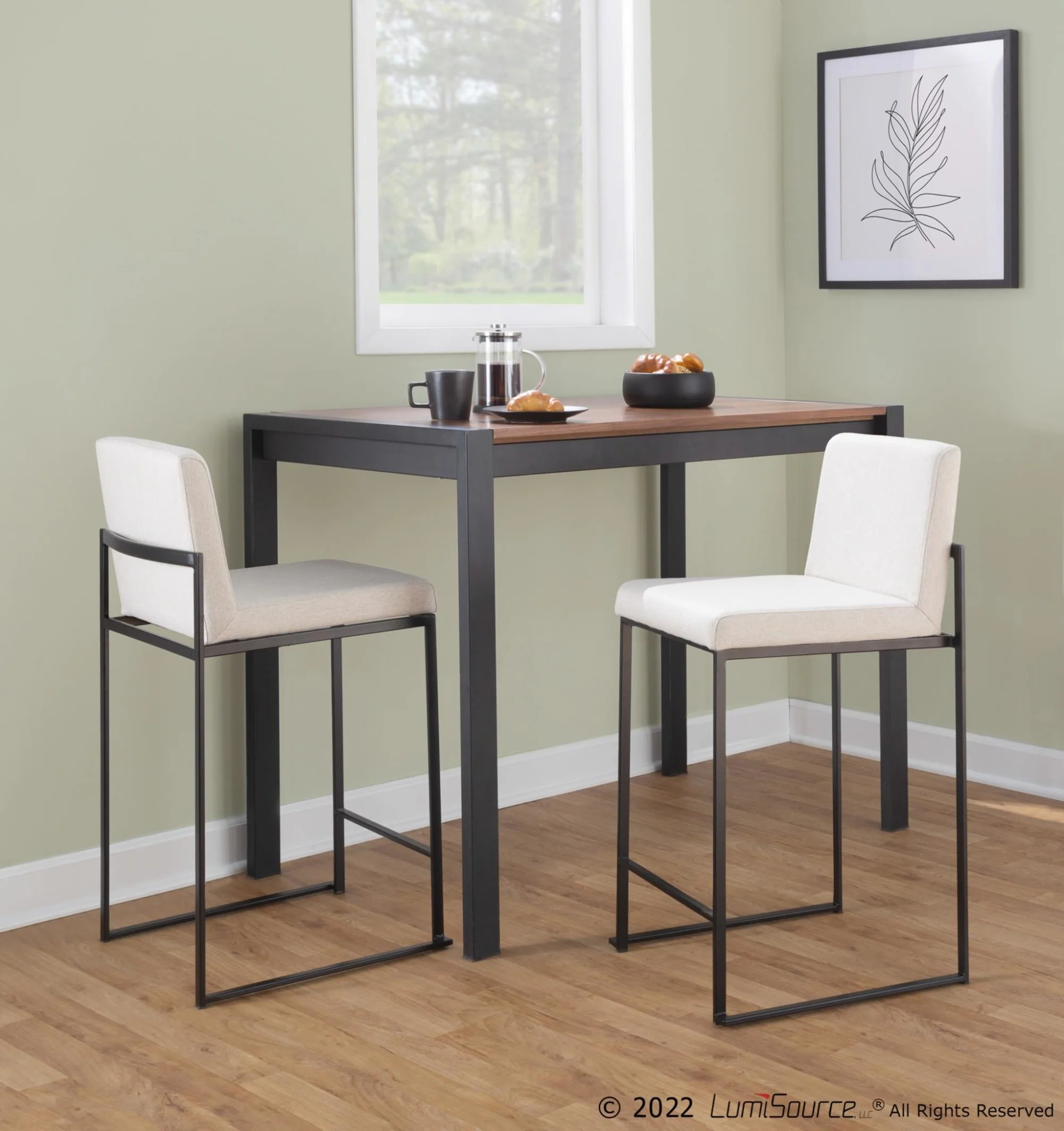 Fuji High Back 26" Fixed-Height Counter Stool - Set of 3 By LumiSource - B26-FUJIHBFB BKBG3