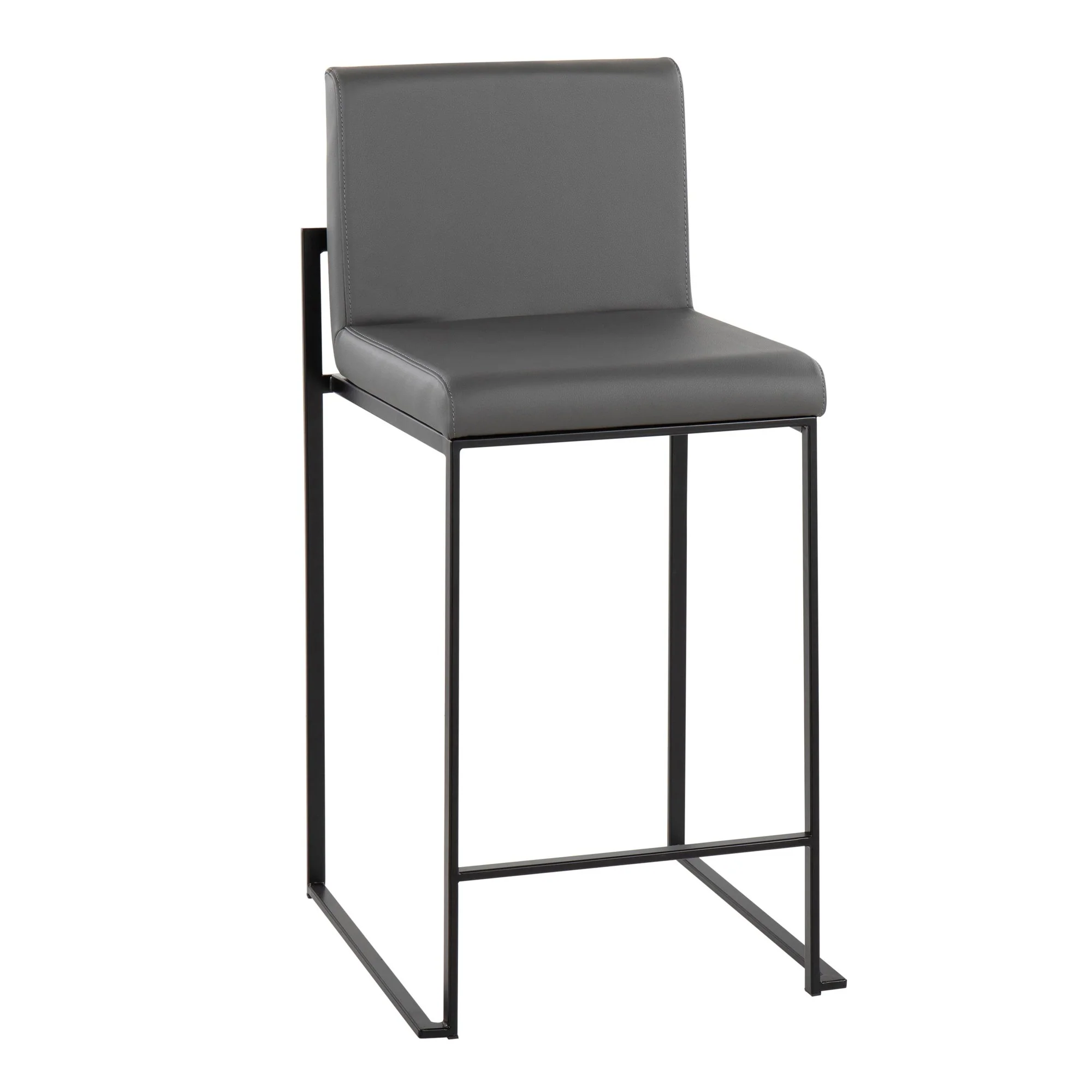 Fuji High Back 26" Fixed-Height Counter Stool - Set of 3 By LumiSource - B26-FUJIHBPU BKGY3 - Image 4