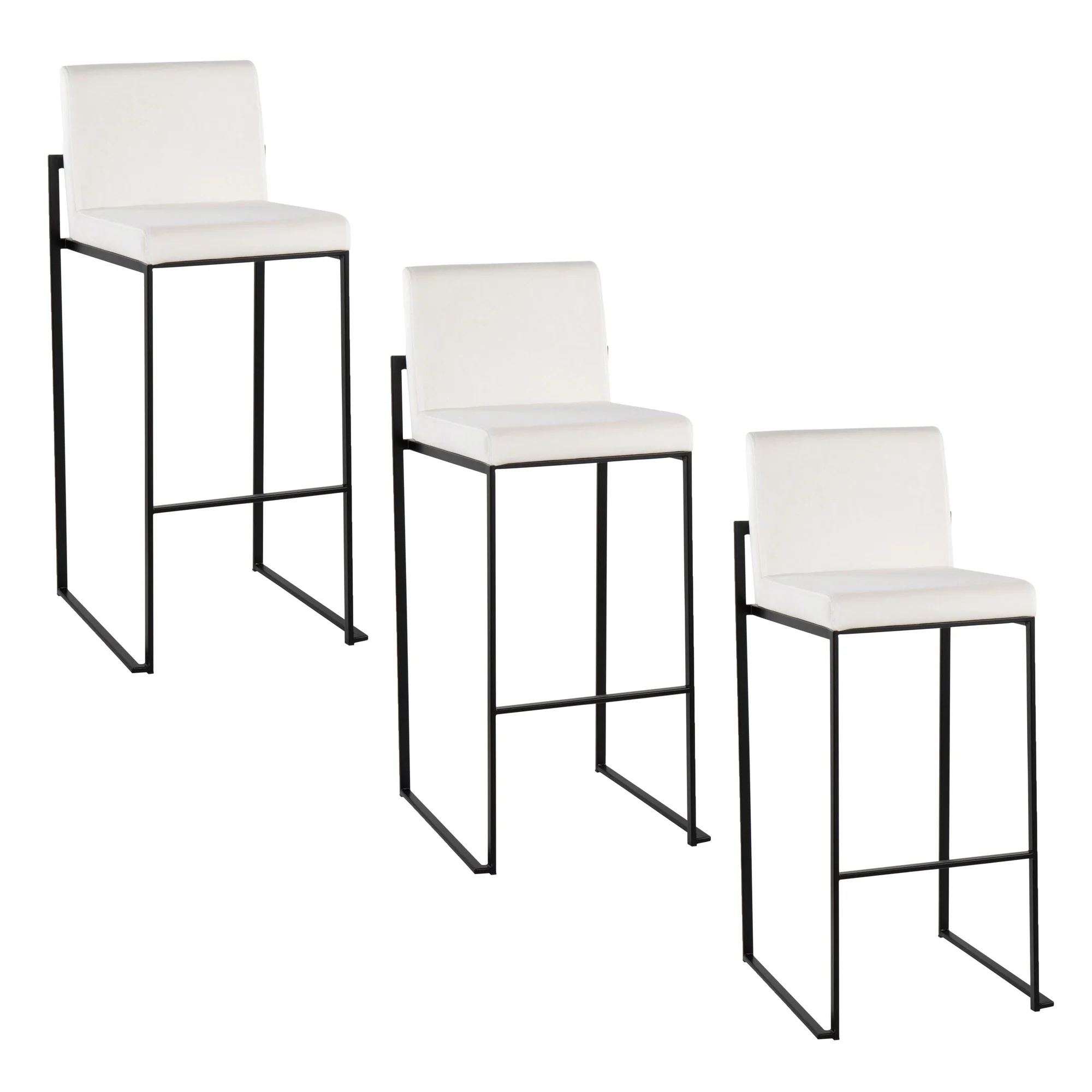 Fuji High Back 30" Fixed-Height Barstool - Set of 3 By LumiSource - B30-FUJIHBV BKW3