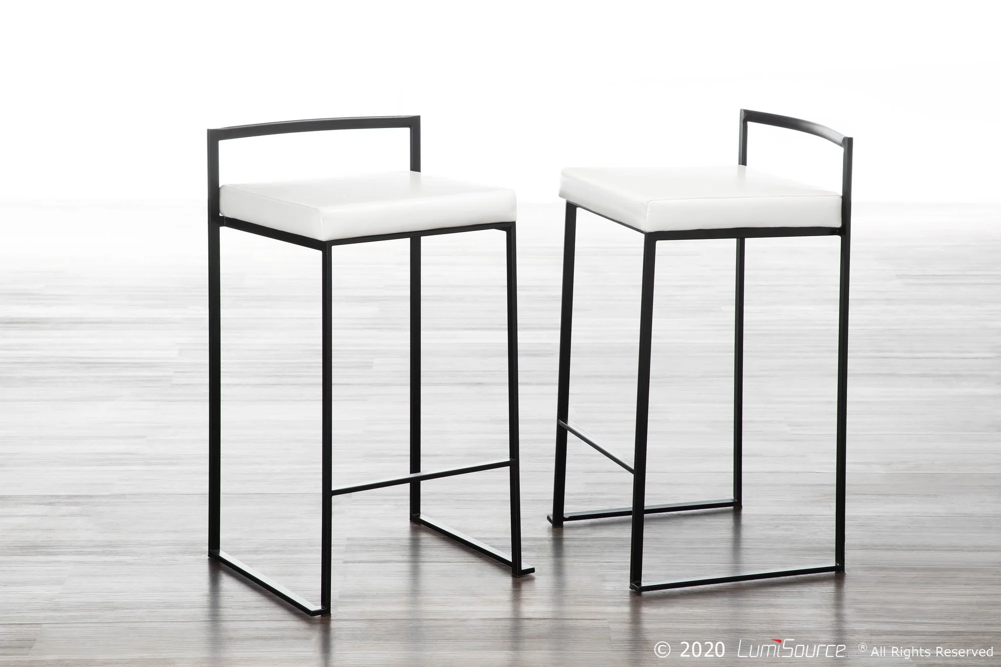 Fuji Stacker 26" Fixed-Height Counter Stool - Set of 3 By LumiSource - B26-FUJIPU BKW3