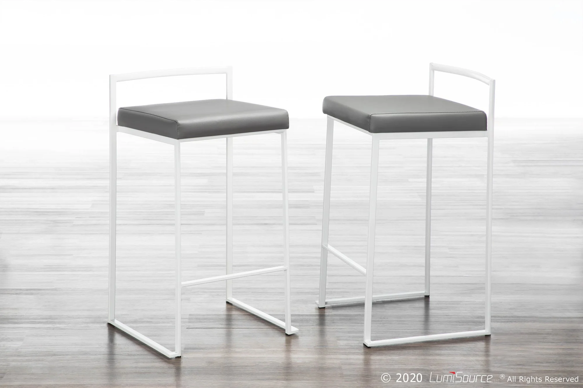 Fuji Stacker 26" Fixed-Height Counter Stool - Set of 3 By LumiSource - B26-FUJIPU WGY3