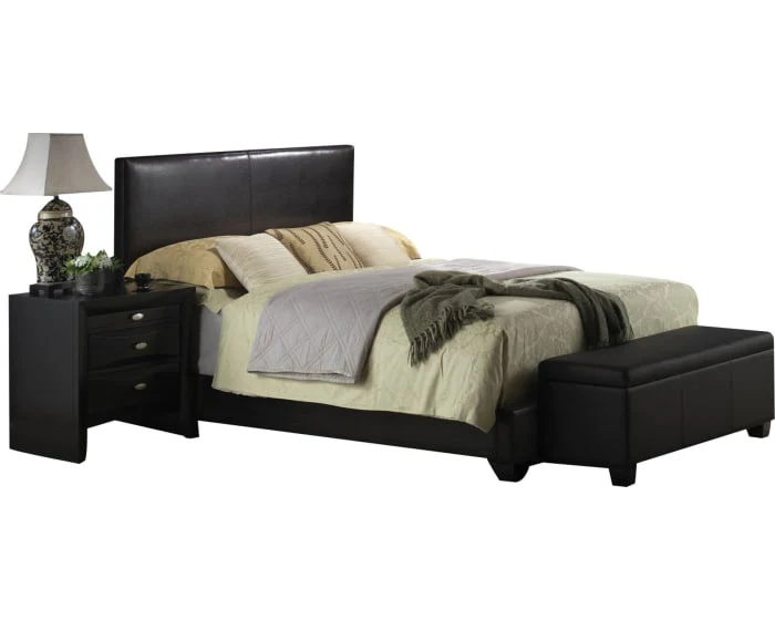 Full Black Pu Panel Bed By Homeroots