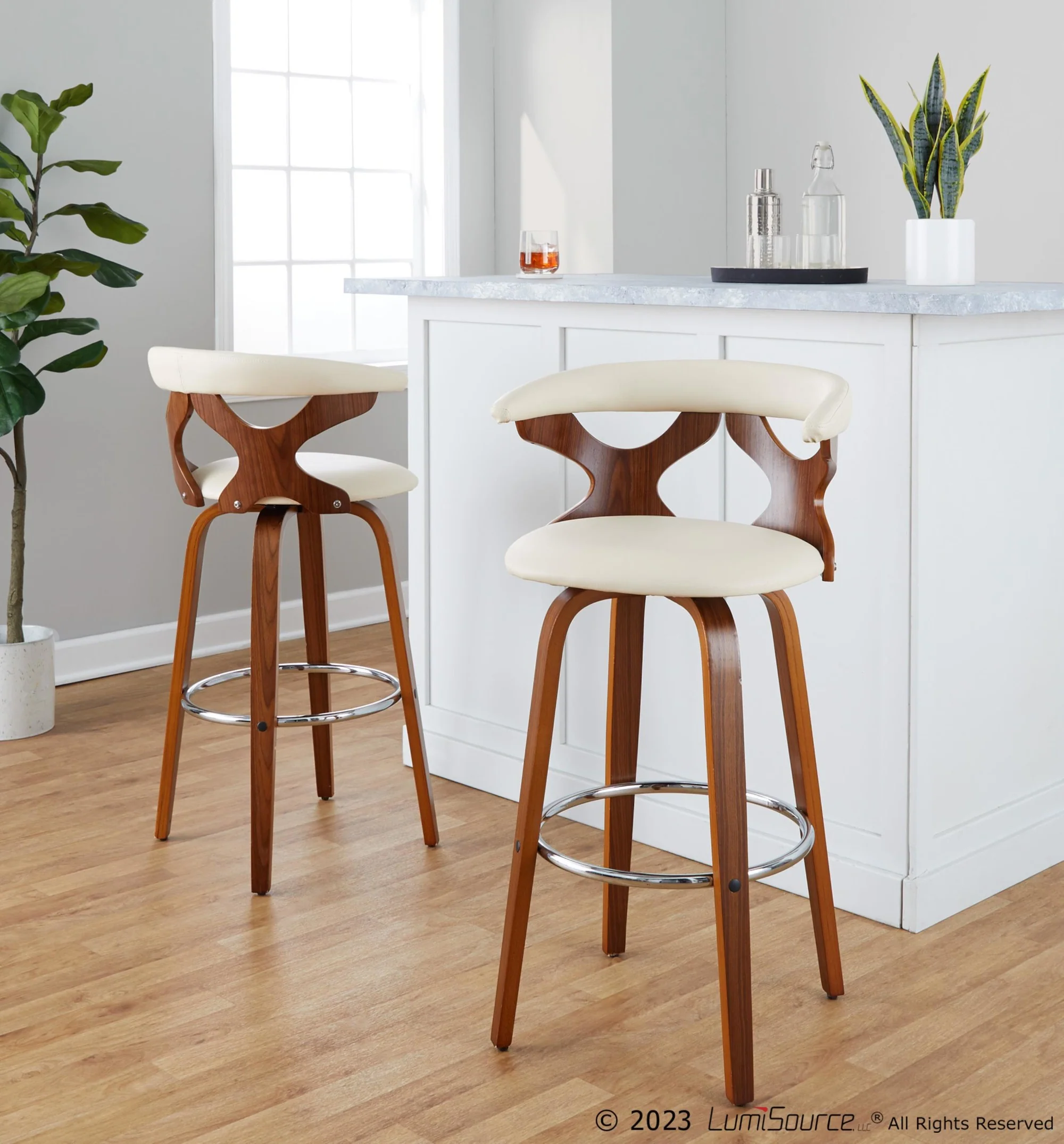 Gardenia 30" Fixed-Height Barstool - Set of 2 By LumiSource - B30-GARDPU-GRTZR2 WLWLCR2