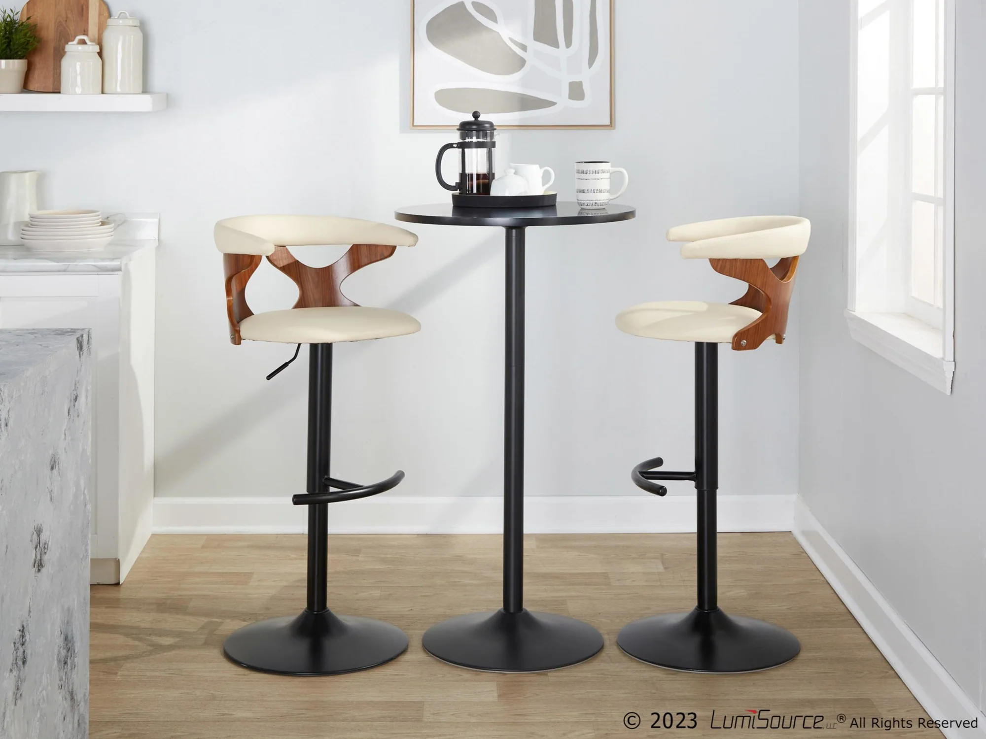 Gardenia Adjustable Barstool - Set of 2 By LumiSource - BS-GARDPU-RT2 BKNACR2 - Image 12