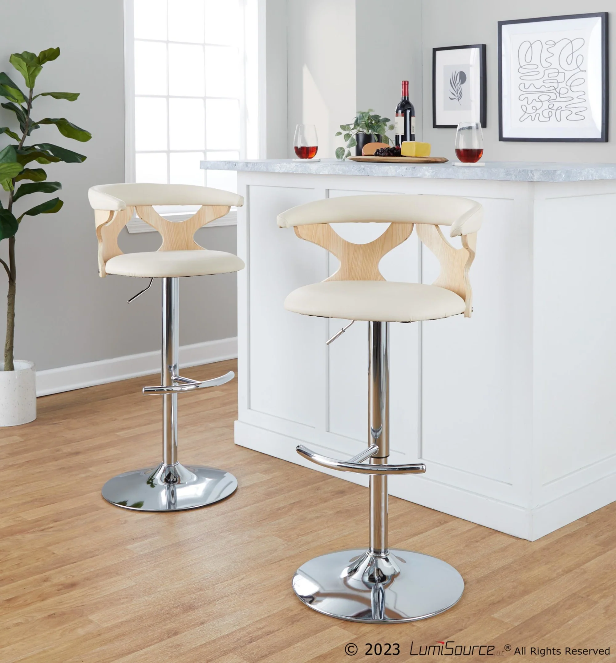 Gardenia Adjustable Barstool - Set of 2 By LumiSource - BS-GARDPU-RT2 CHRNACR2 - Image 3