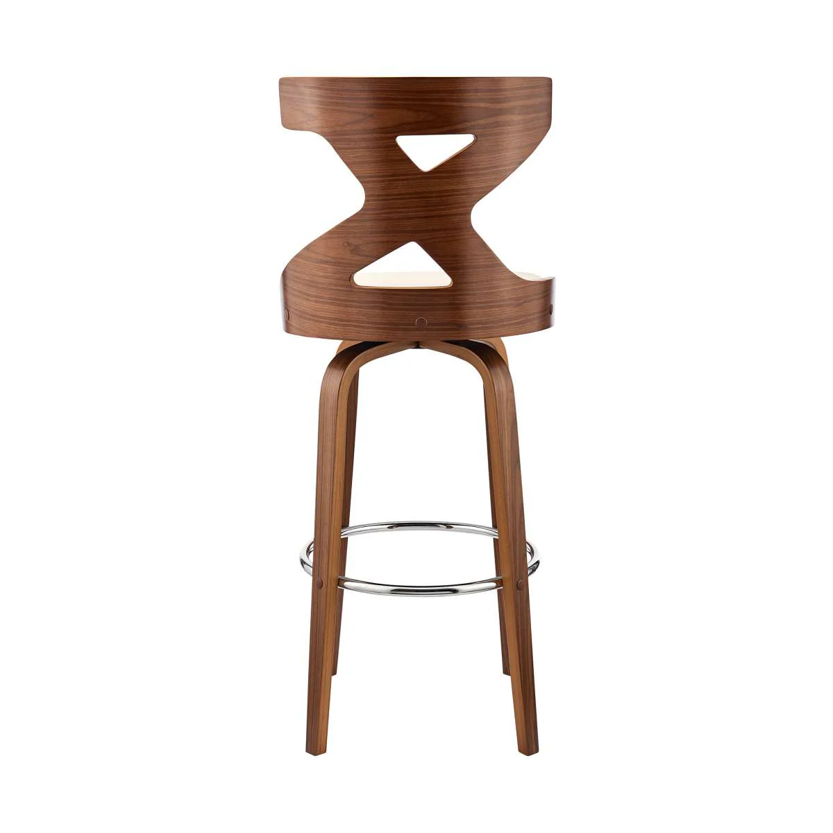 Gayle 26" Swivel Cross Back Cream Faux Leather and Walnut Wood Bar Stool By Armen Living - Image 4