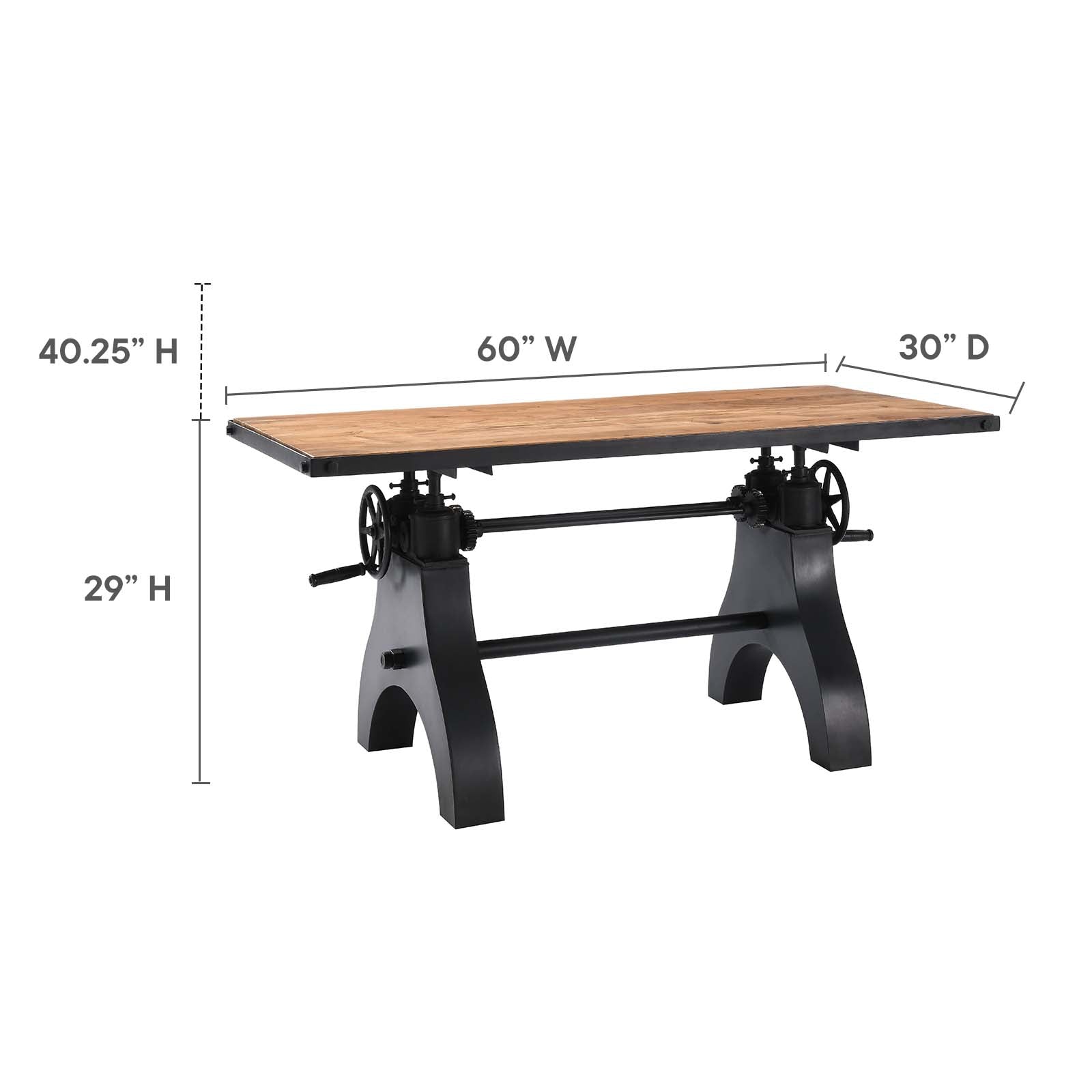 Genuine 60" Crank Adjustable Height Dining Table and Computer Desk By Modway - EEI-6148 - Image 21