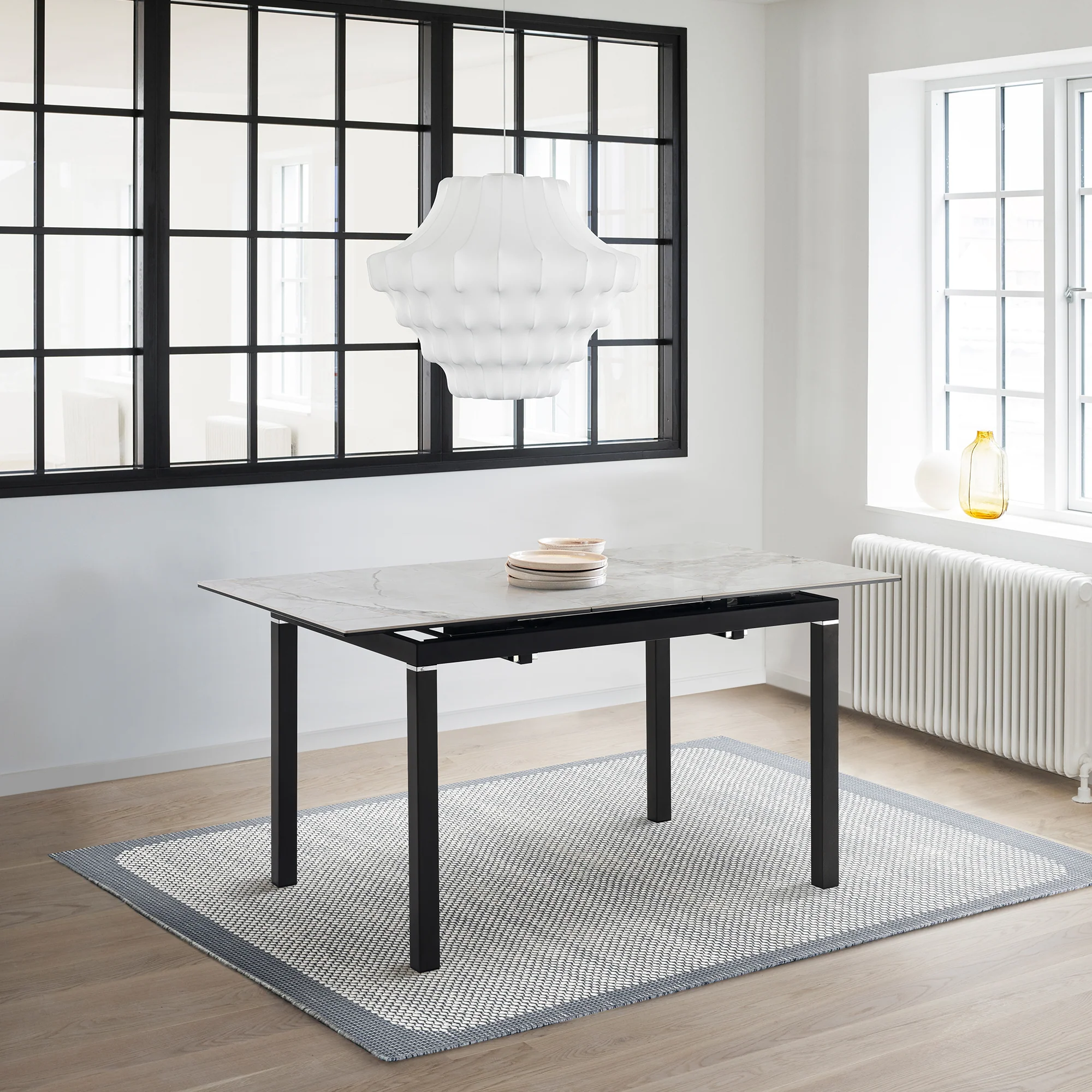 Giana Extendable Dining Table in Stone and Metal By Armen Living