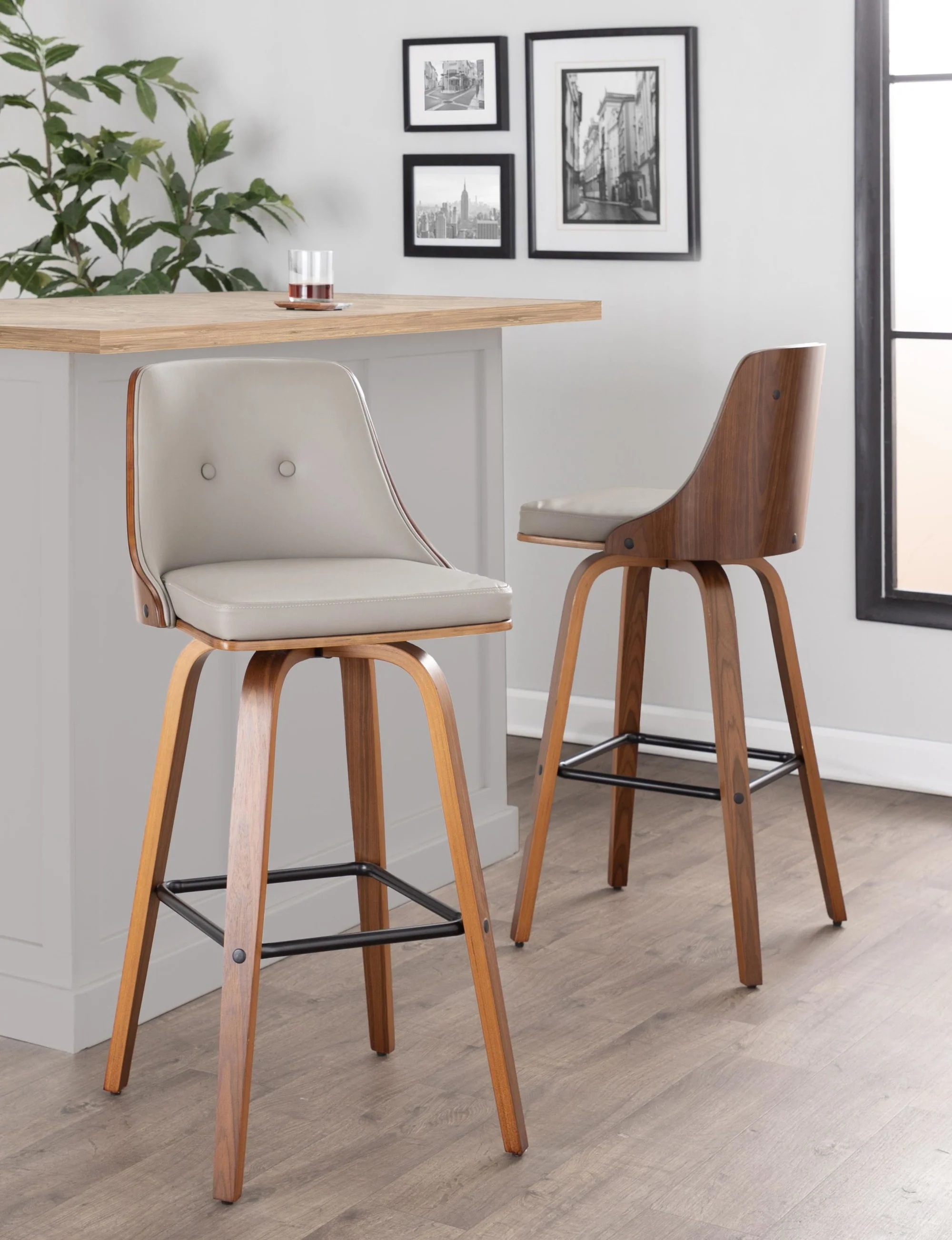 Gianna Fixed-Height Barstool - Set of 2 Gray By LumiSource - B30-GNNPU-GRTZX2 WLWLLGY2