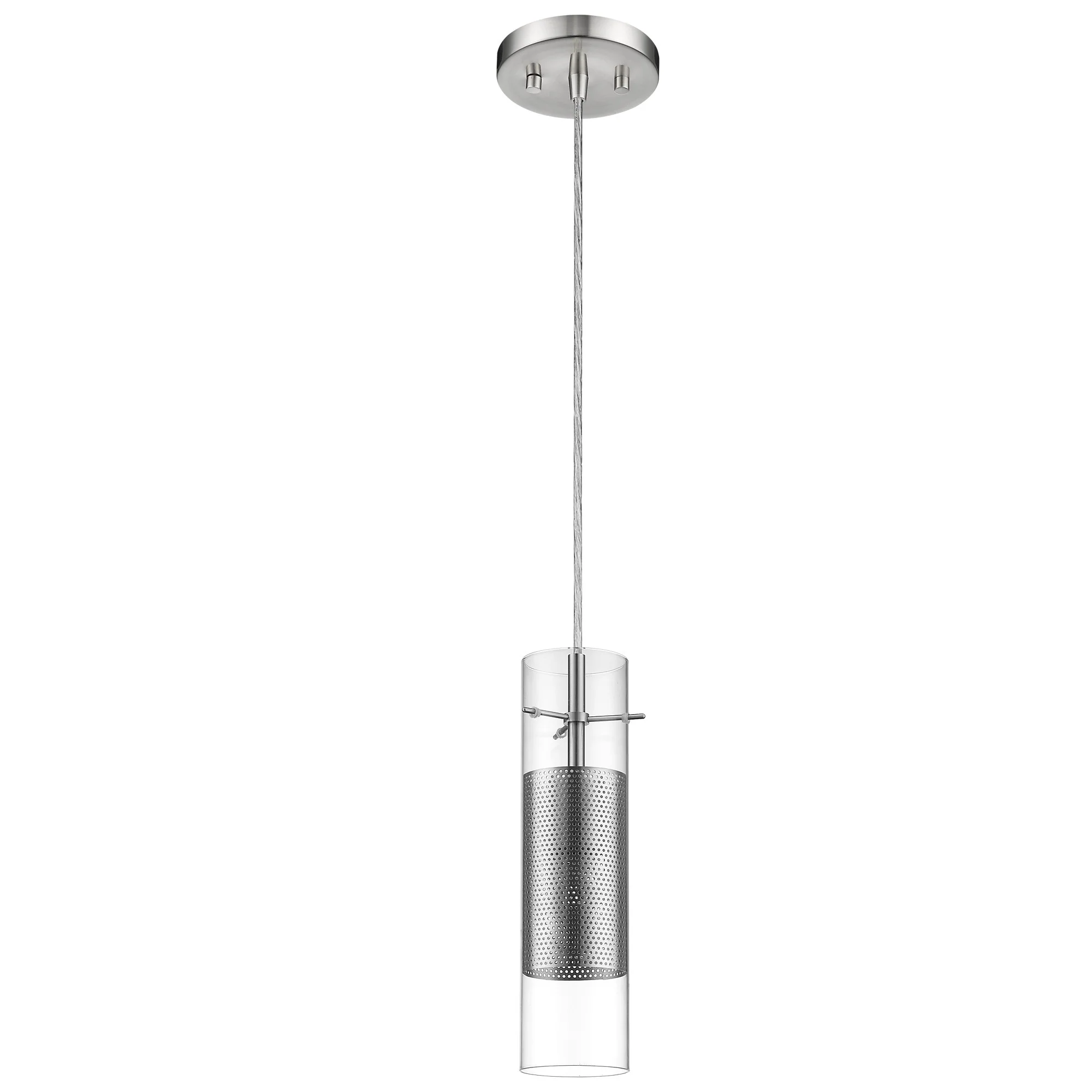 Glass and Silver Mesh Shade Hanging Light By Homeroots