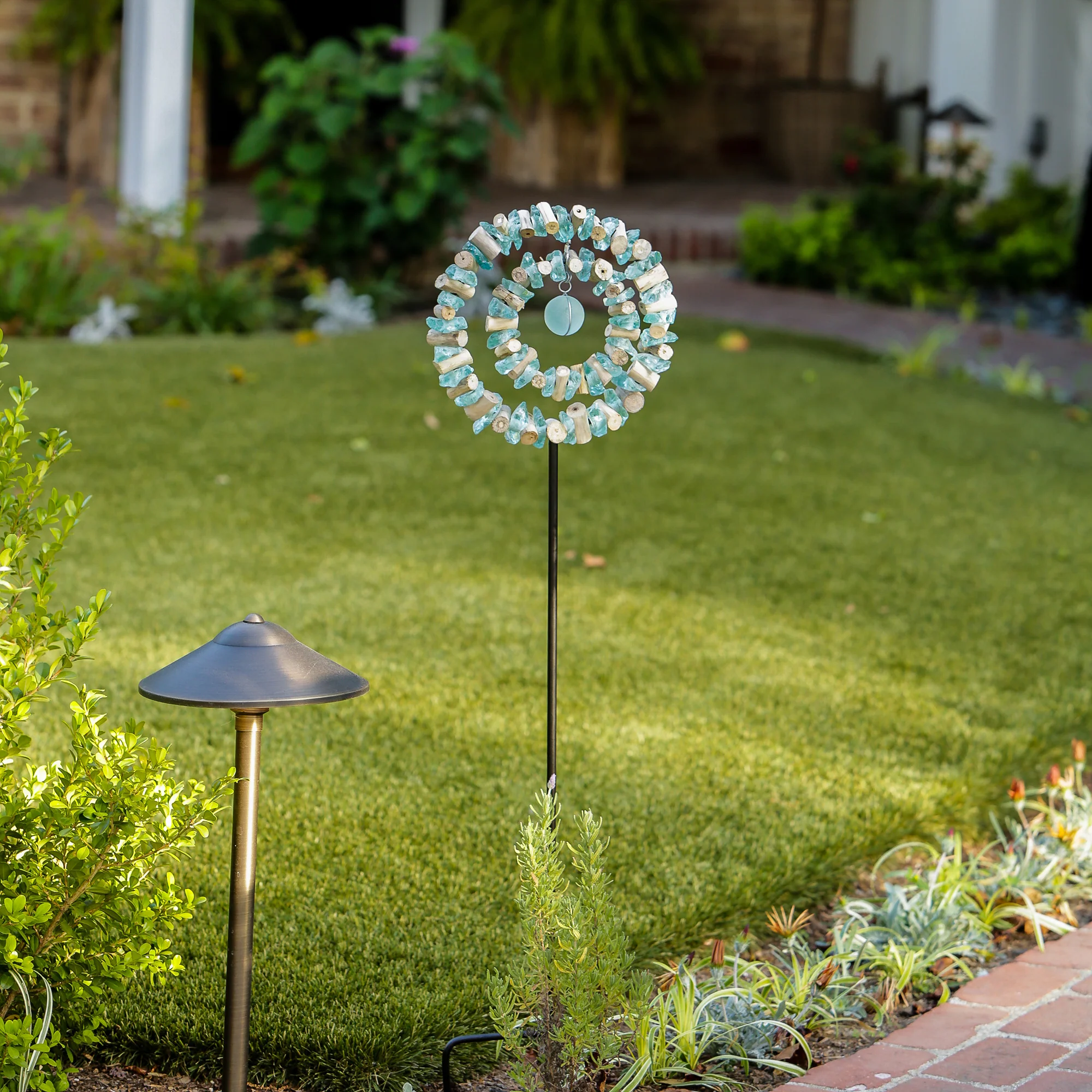 Glass Double Ring Garden Stake Set of 4 By Garden Age Supply - Image 3