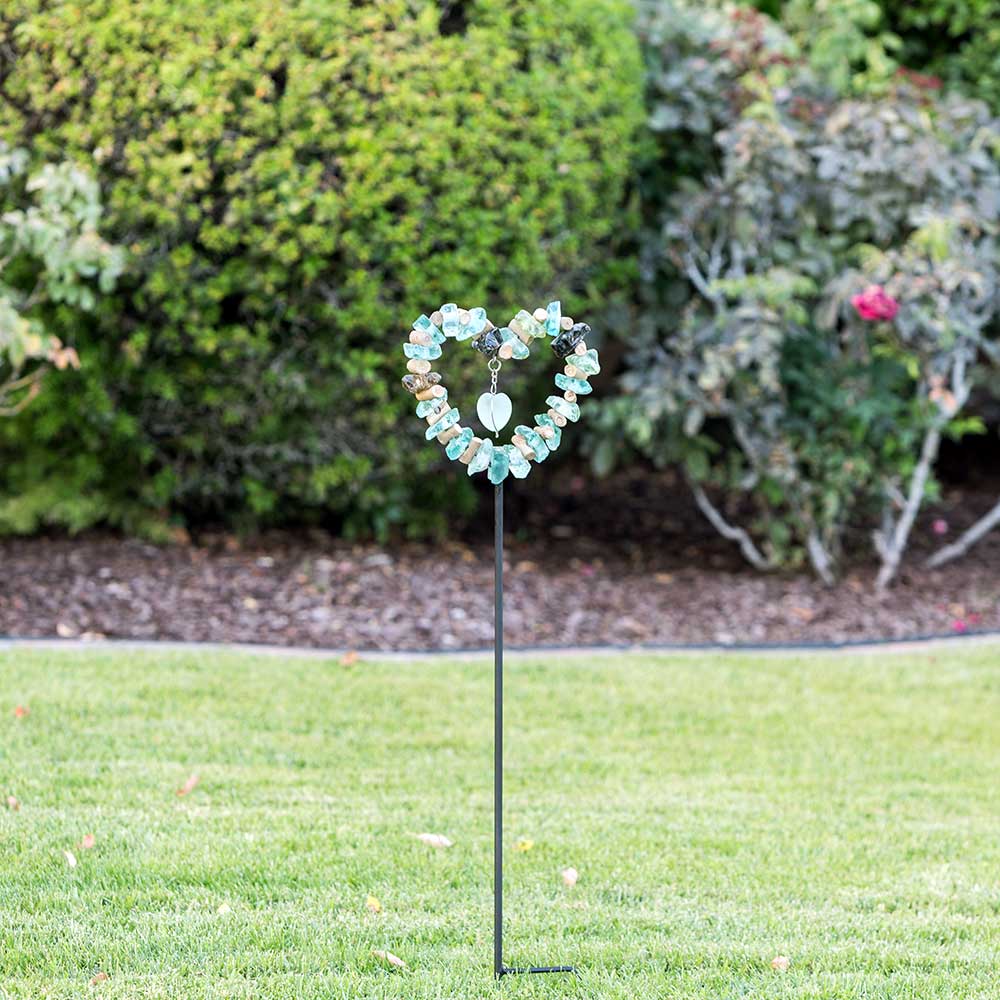 Glass Heart Garden Stake Set of 4 By Garden Age Supply - Image 2