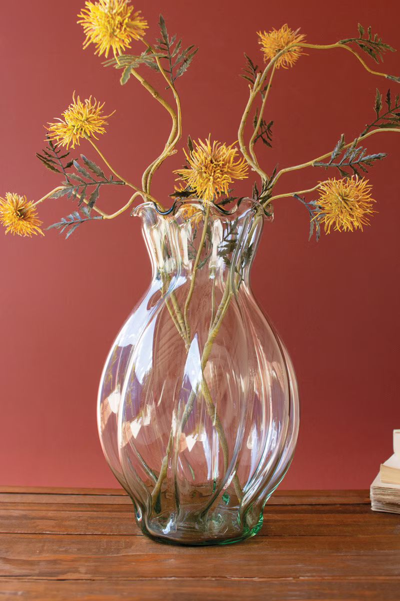 Glass Melon Vase With Ruffled Edge (Min 2) By Kalalou