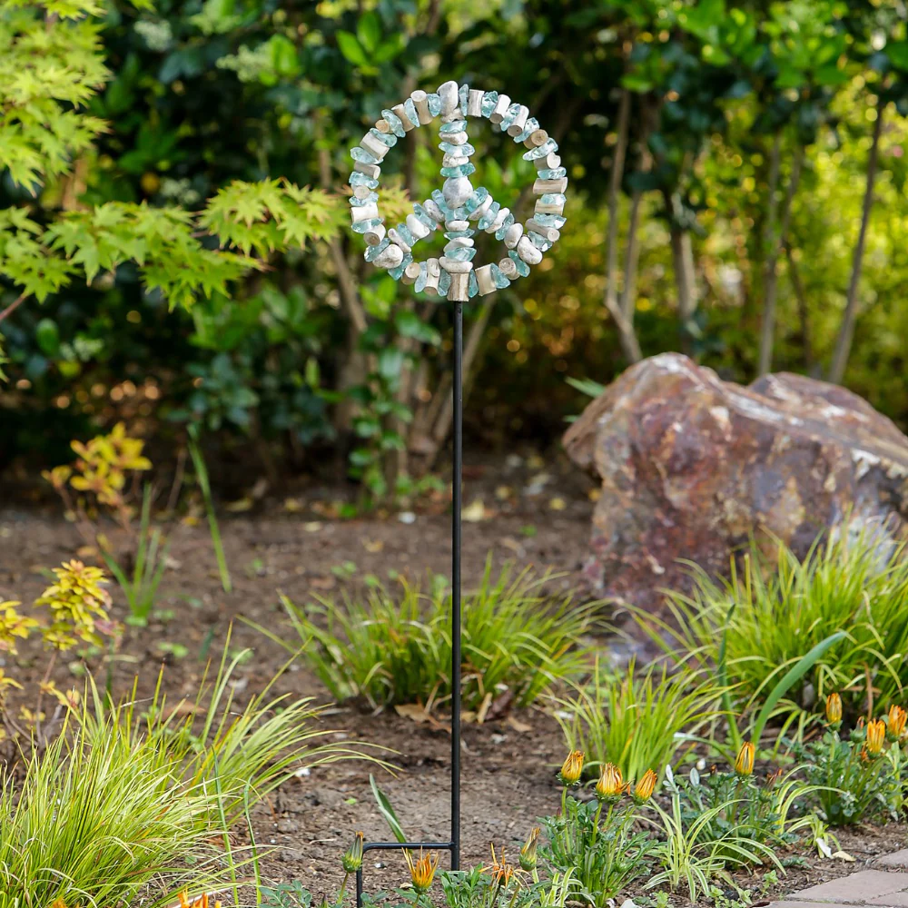 Glass Peace Symbol Garden Stake Set of 4 By Garden Age Supply - Image 4