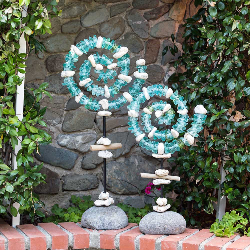 Glass Spiral Garden Stand Set of 2 By Garden Age Supply