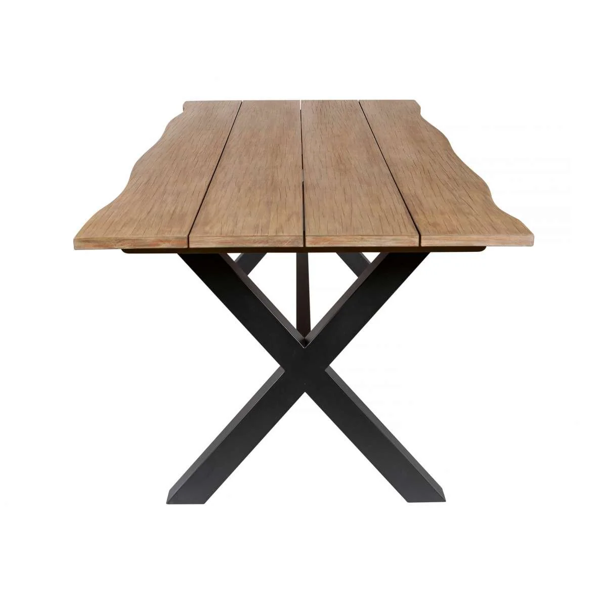 Glendora Island Outdoor Patio 7 Piece Live Edge Dining Set in Eucalyptus Wood and Silver Rope By Armen Living - Image 4