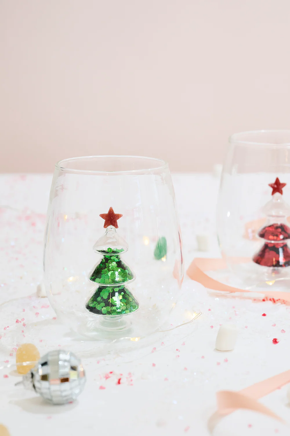 Glitter Tree Drinkware Set of 4 By Accent Decor