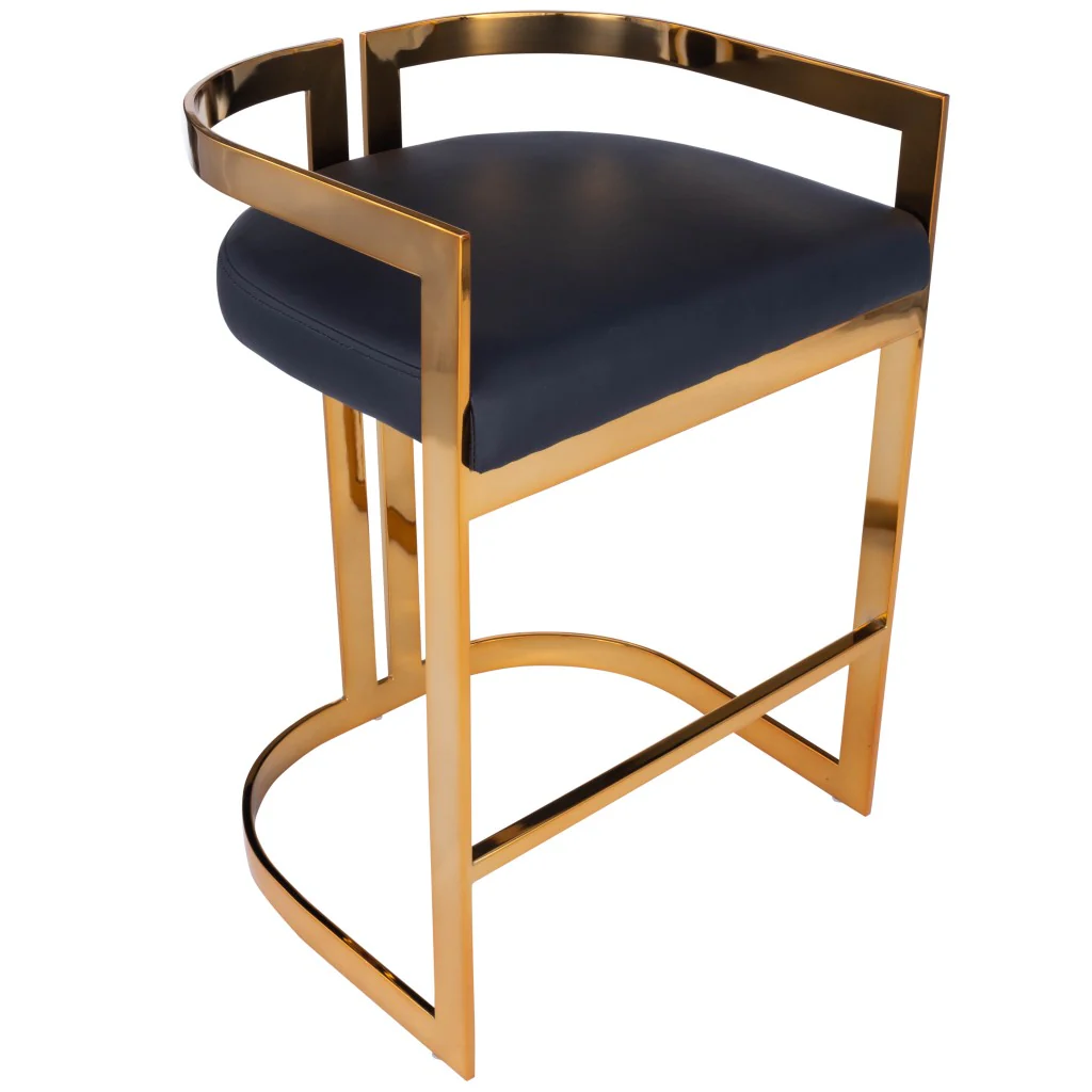 Gold And Black Faux Leather Counter Stool By Homeroots