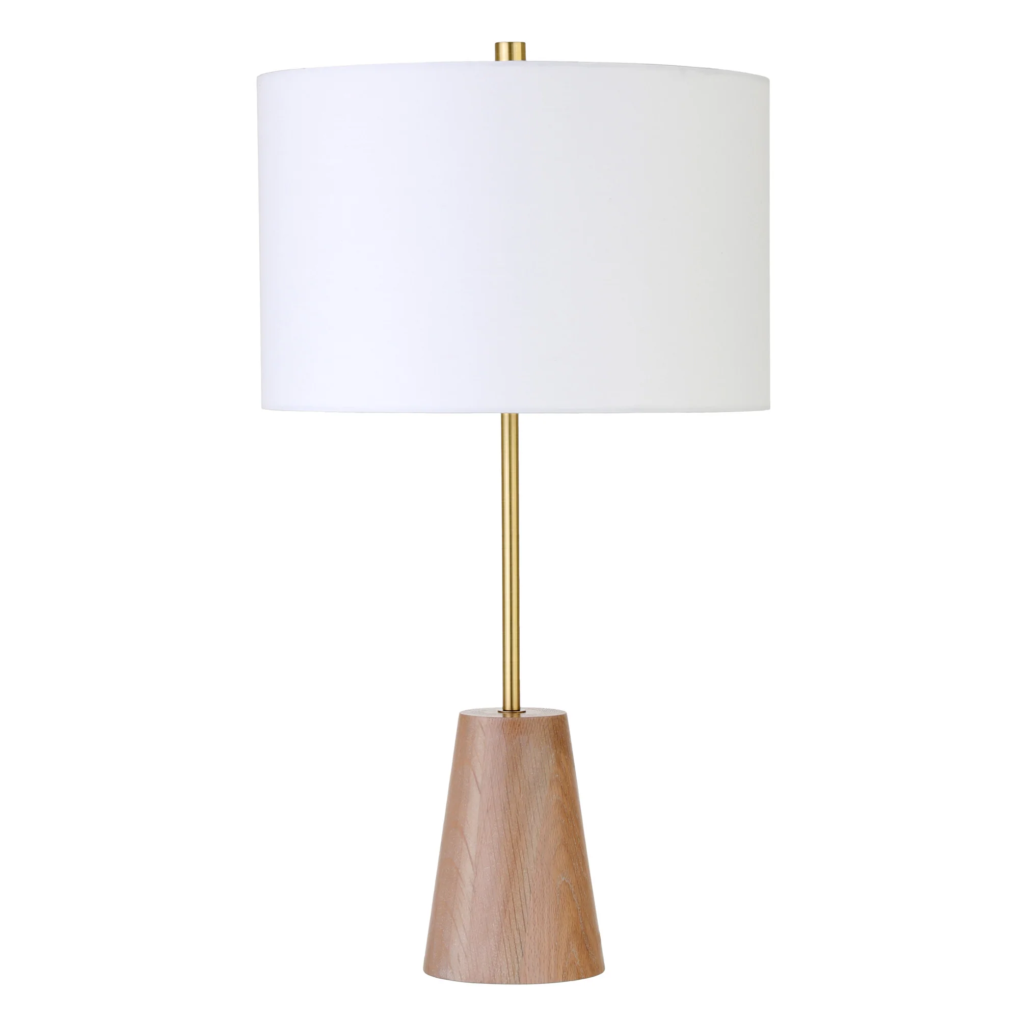 Gold and Brown Metal Table Lamp With White Drum Shade By Homeroots
