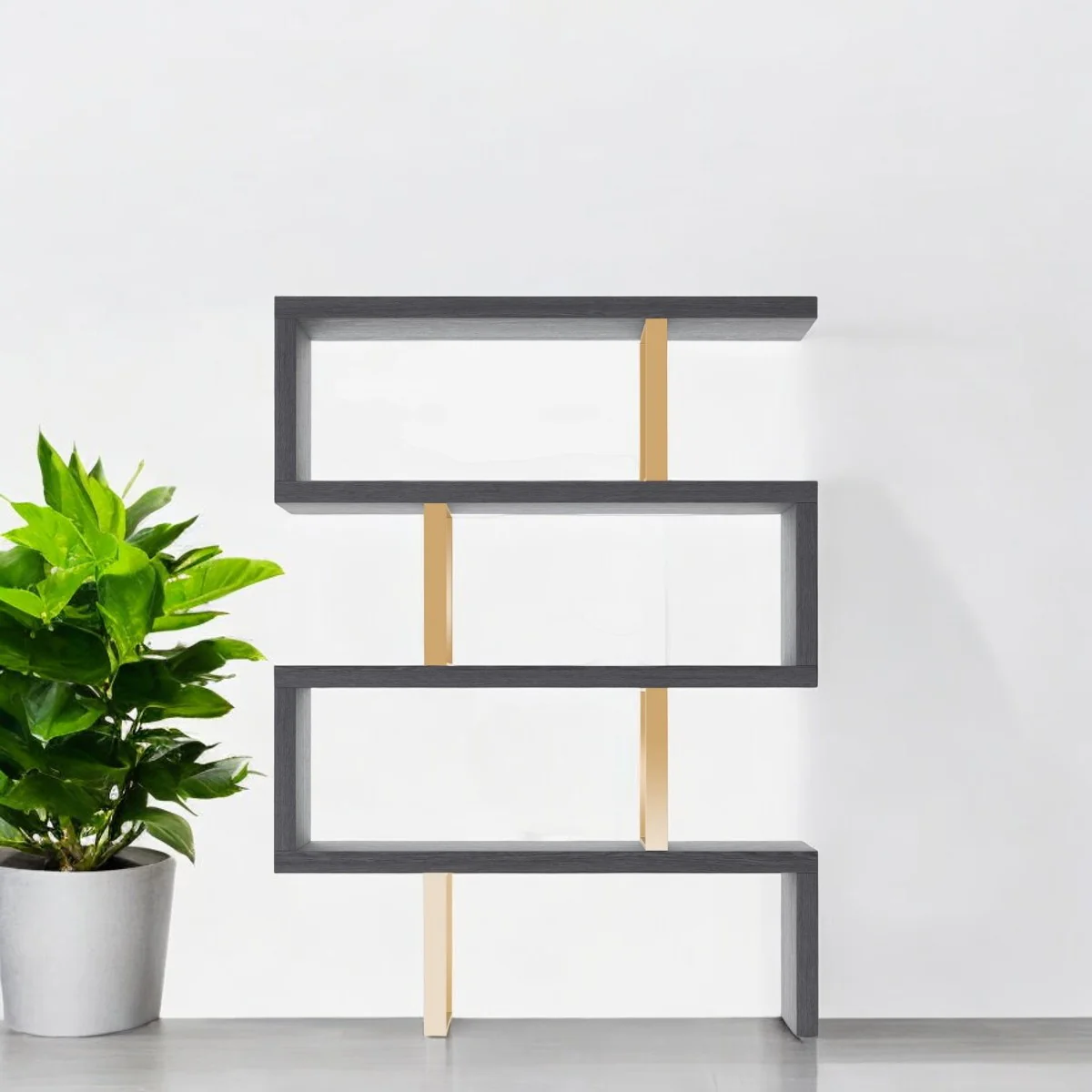 Gold And Gray Four Tier Bookcase By Homeroots