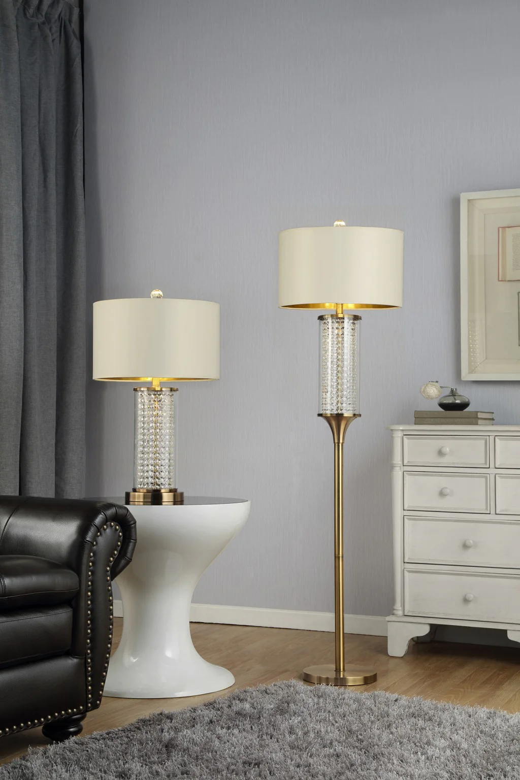 Gold Crystal Floor Lamp By Homeroots