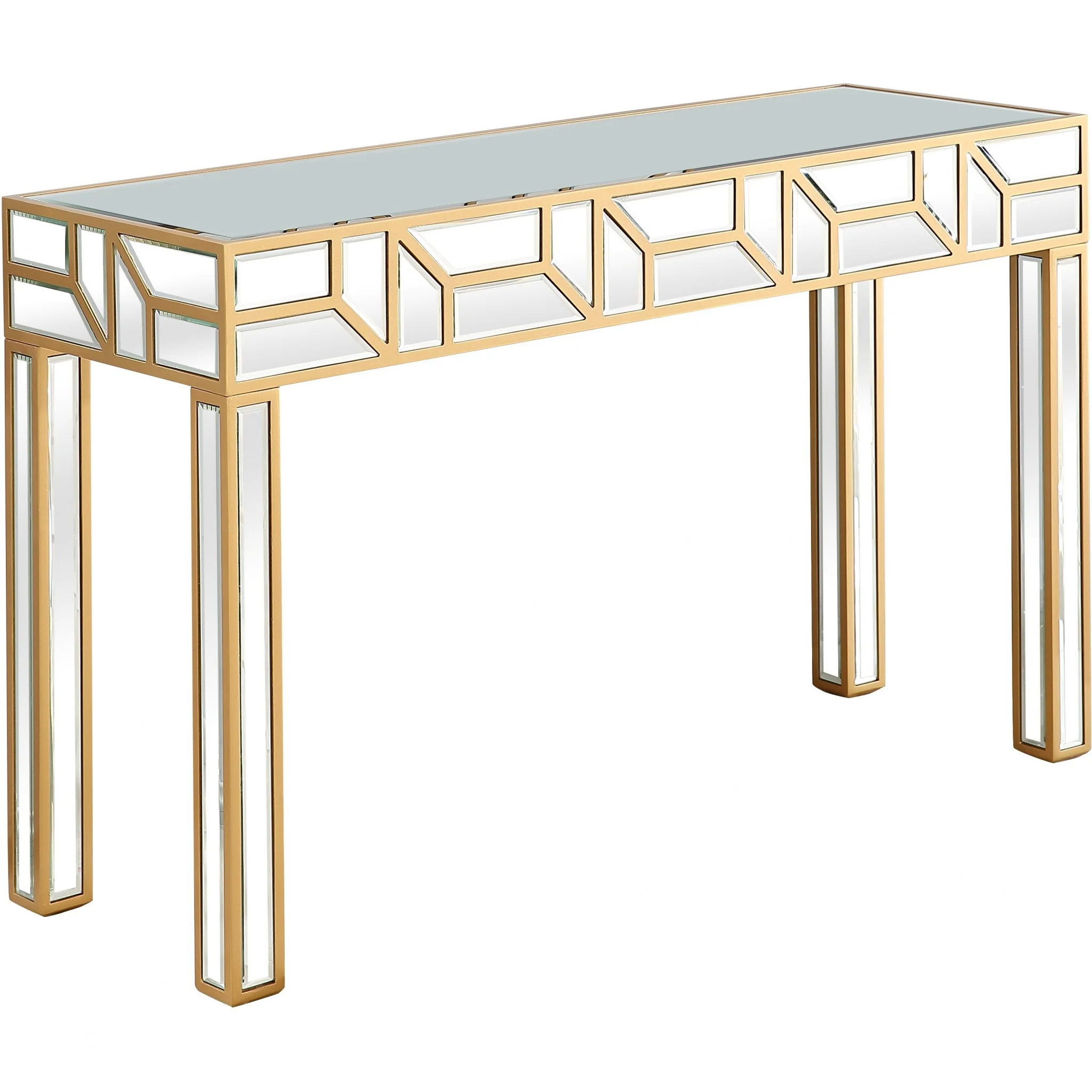 Gold Geometric Console Table By Homeroots