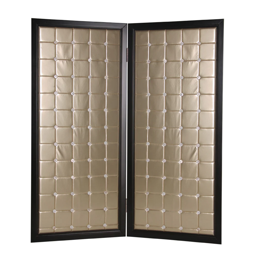 Gold Wood & Fabric Screen By Homeroots - 277096