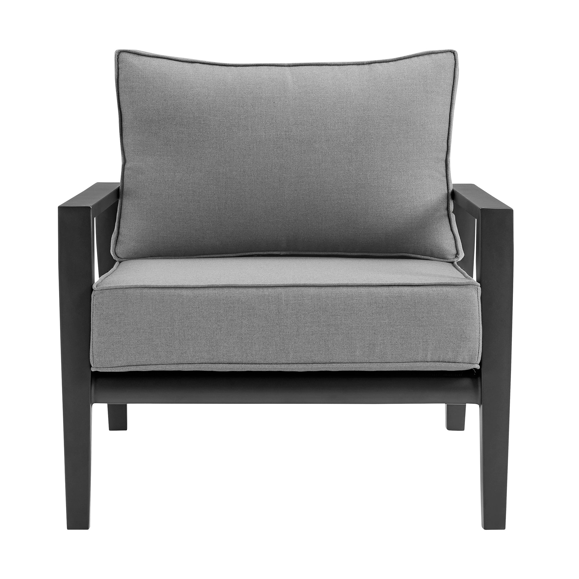 Grand 4 Piece Black Aluminum Outdoor Seating Set with Dark Gray Cushions By Armen Living - Image 6