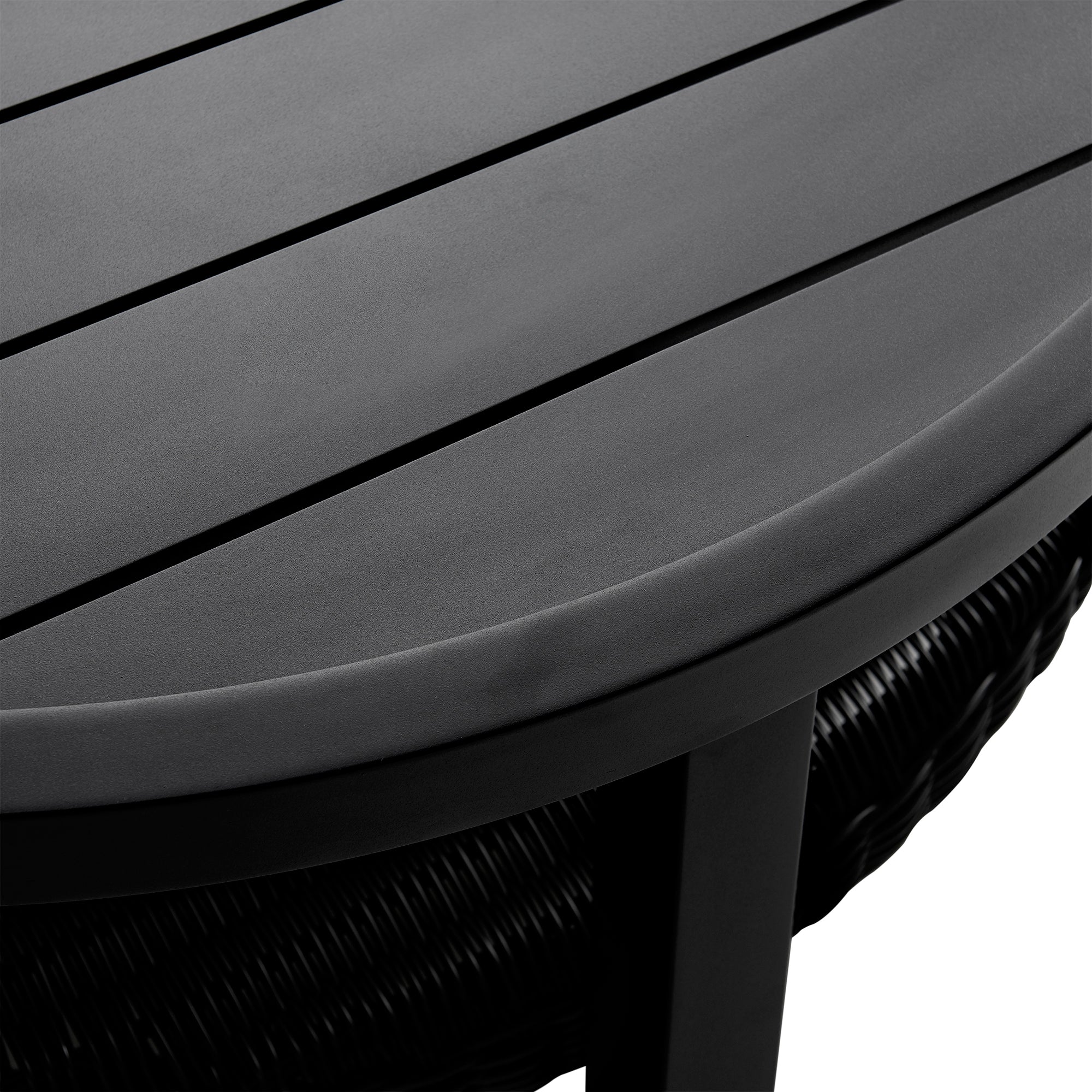 Grand 5 Piece Black Aluminum Outdoor Seating Set with Dark Gray Cushions By Armen Living - Image 10
