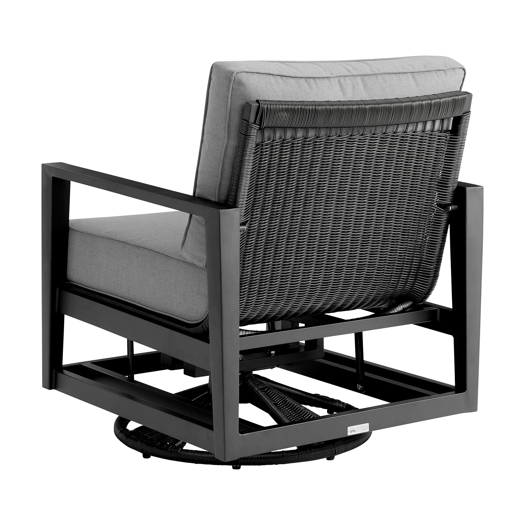 Grand 5 Piece Black Aluminum Outdoor Seating Set with Dark Gray Cushions By Armen Living - Image 4