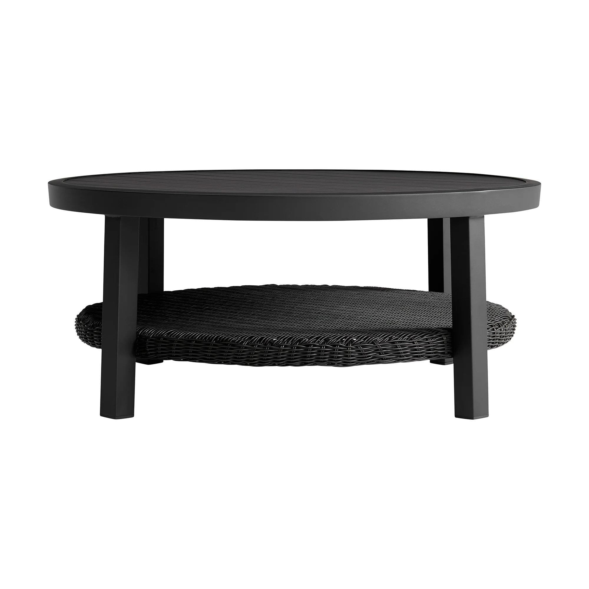 Grand 5 Piece Black Aluminum Outdoor Seating Set with Dark Gray Cushions By Armen Living - Image 5