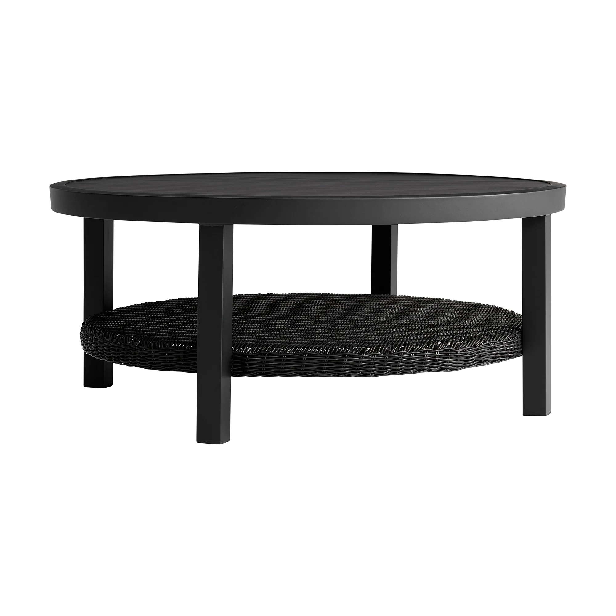 Grand 5 Piece Black Aluminum Outdoor Seating Set with Dark Gray Cushions By Armen Living - Image 6
