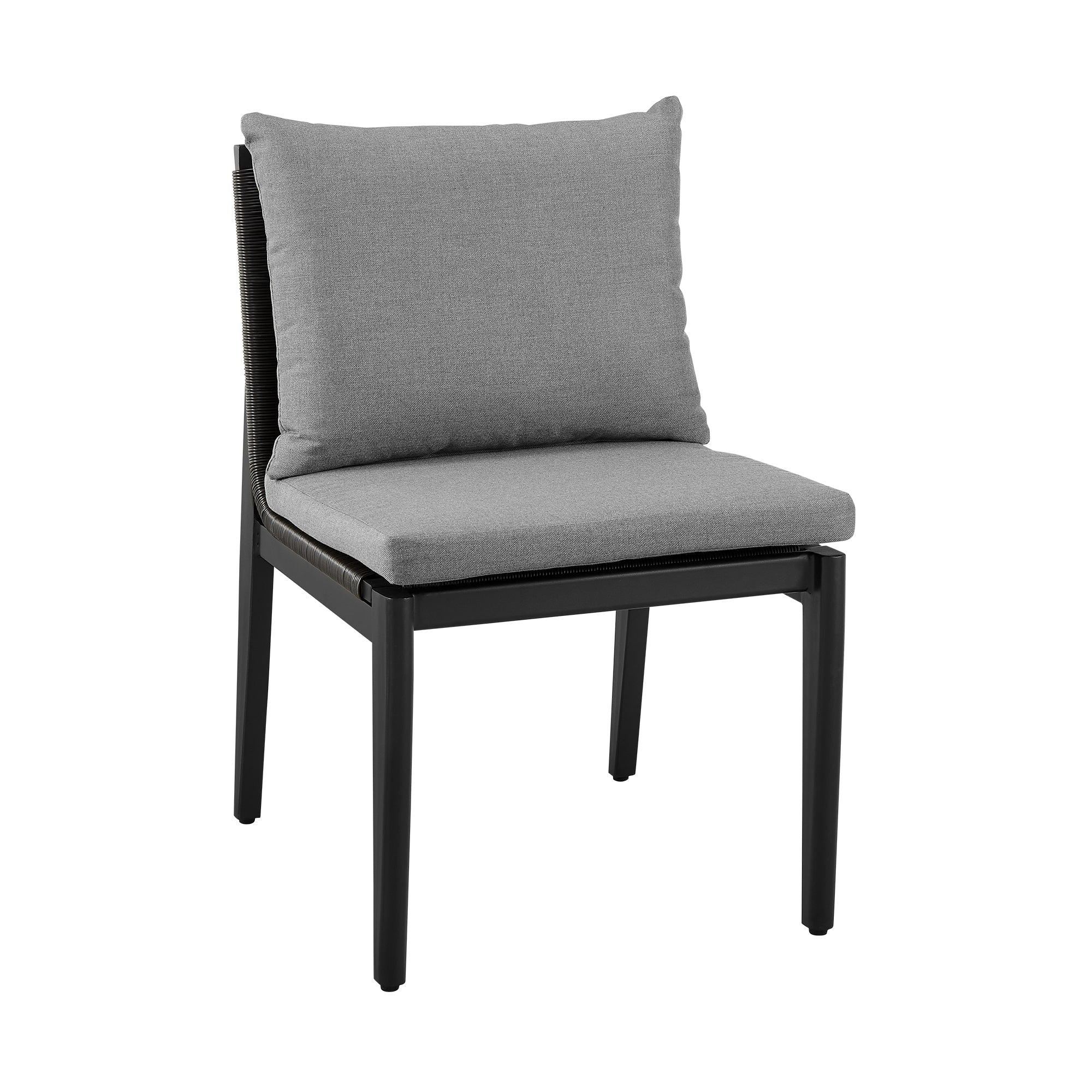 Grand Outdoor Patio 5-Piece Round Dining Table Set in Aluminum with Grey Cushions By Armen Living - Image 3