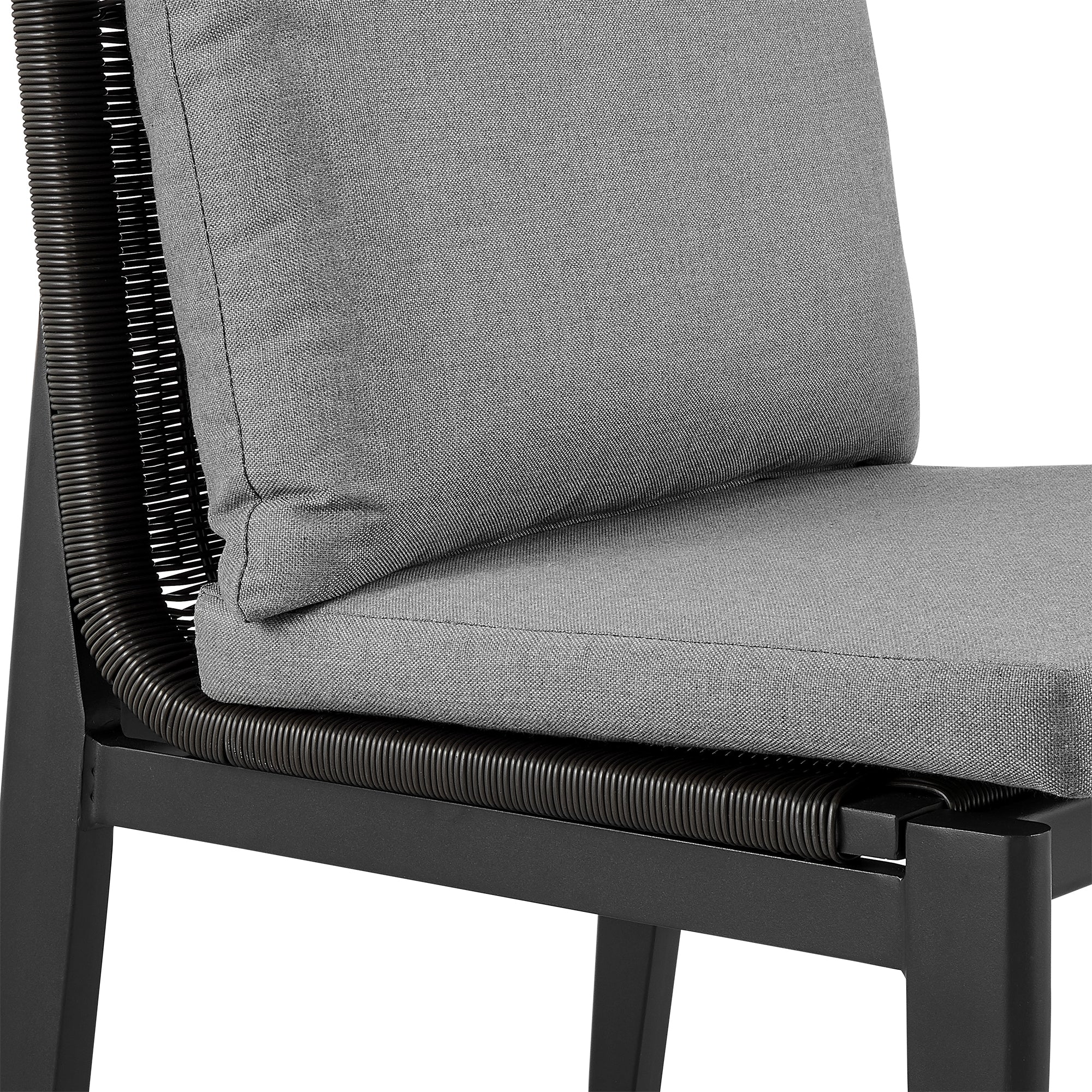 Grand Outdoor Patio Dining Chairs in Aluminum with Grey Cushions - Set of 2 By Armen Living - Image 11