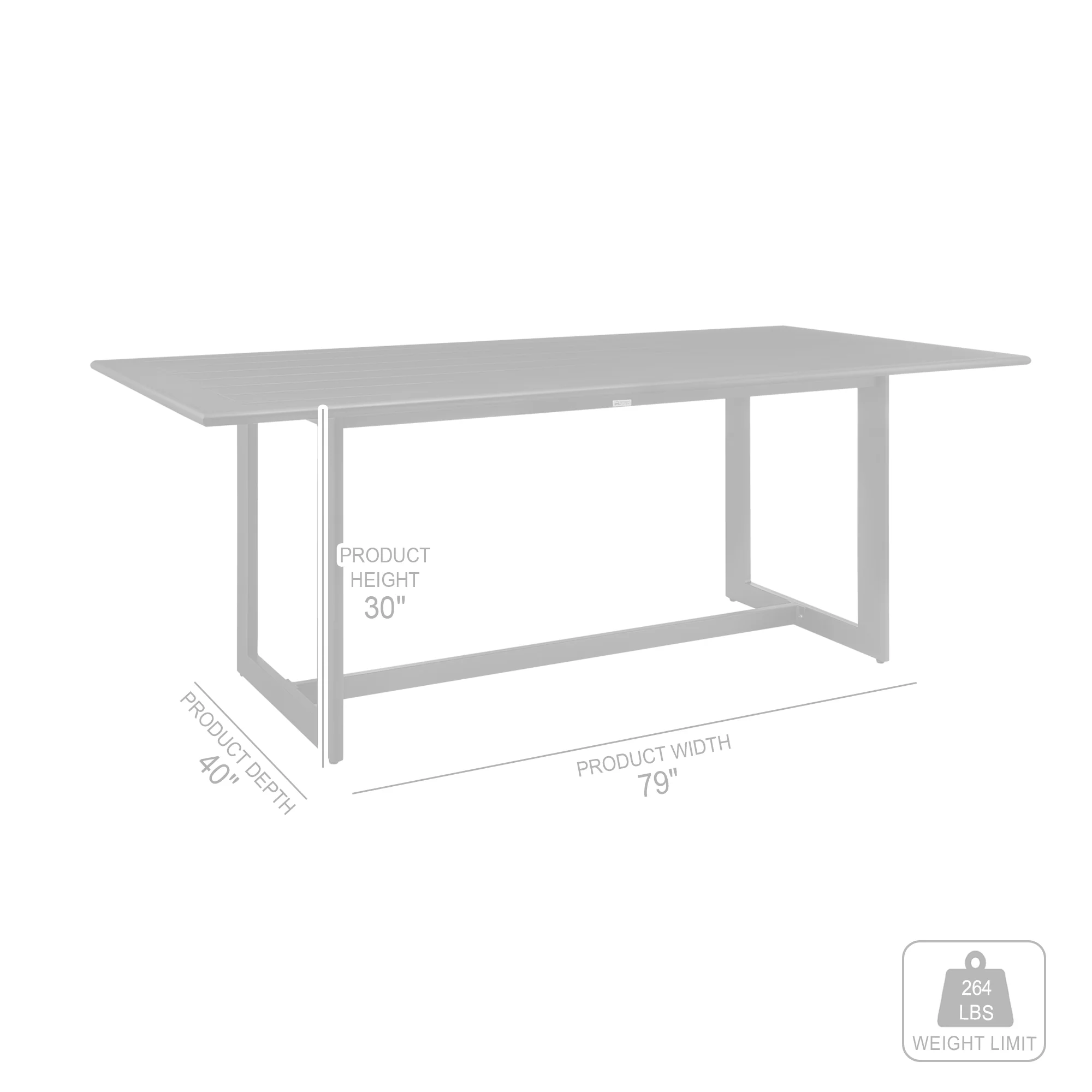 Grand Outdoor Patio Dining Table in Aluminum By Armen Living - Image 8