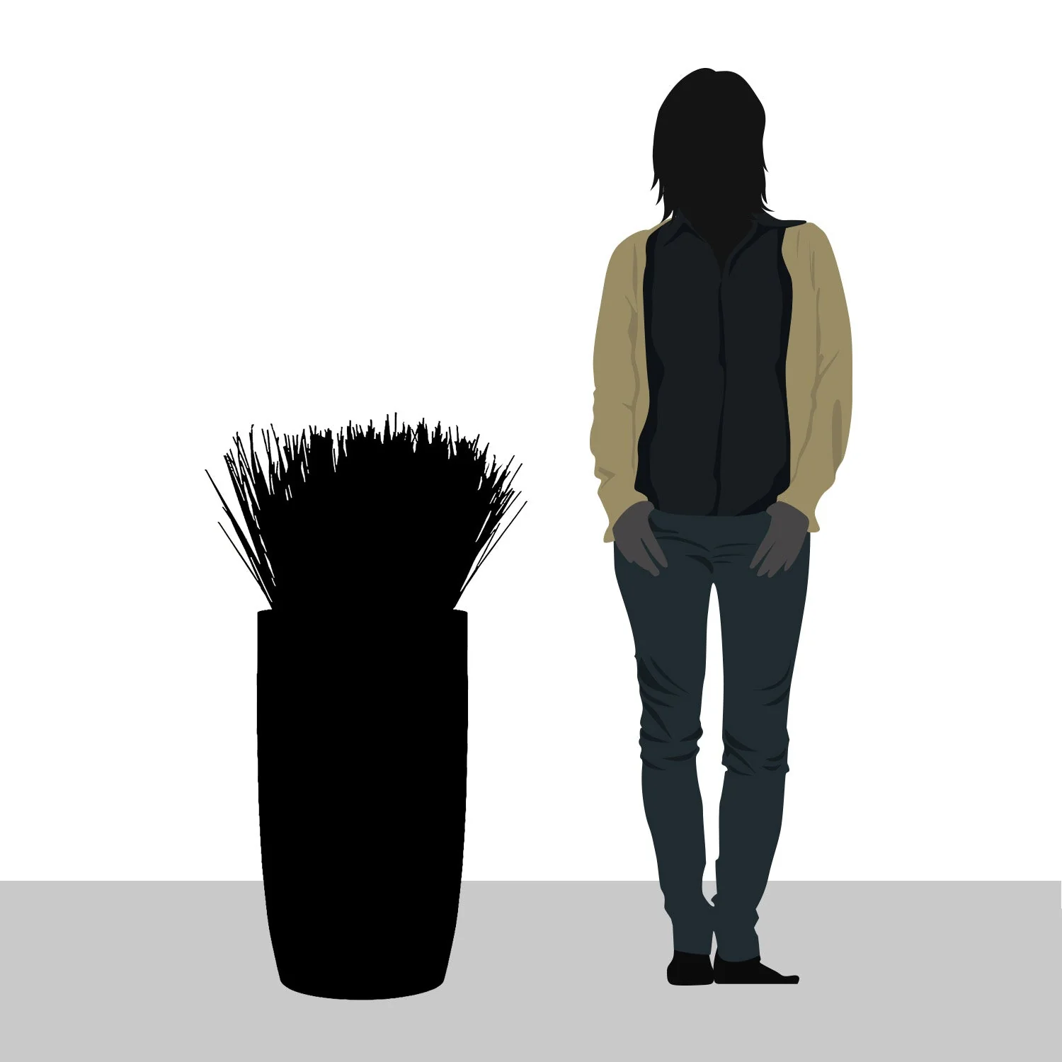 Grass: Cortada Grass in Barrel Planter SM, Brown DK Satin By Gold Leaf - Image 4