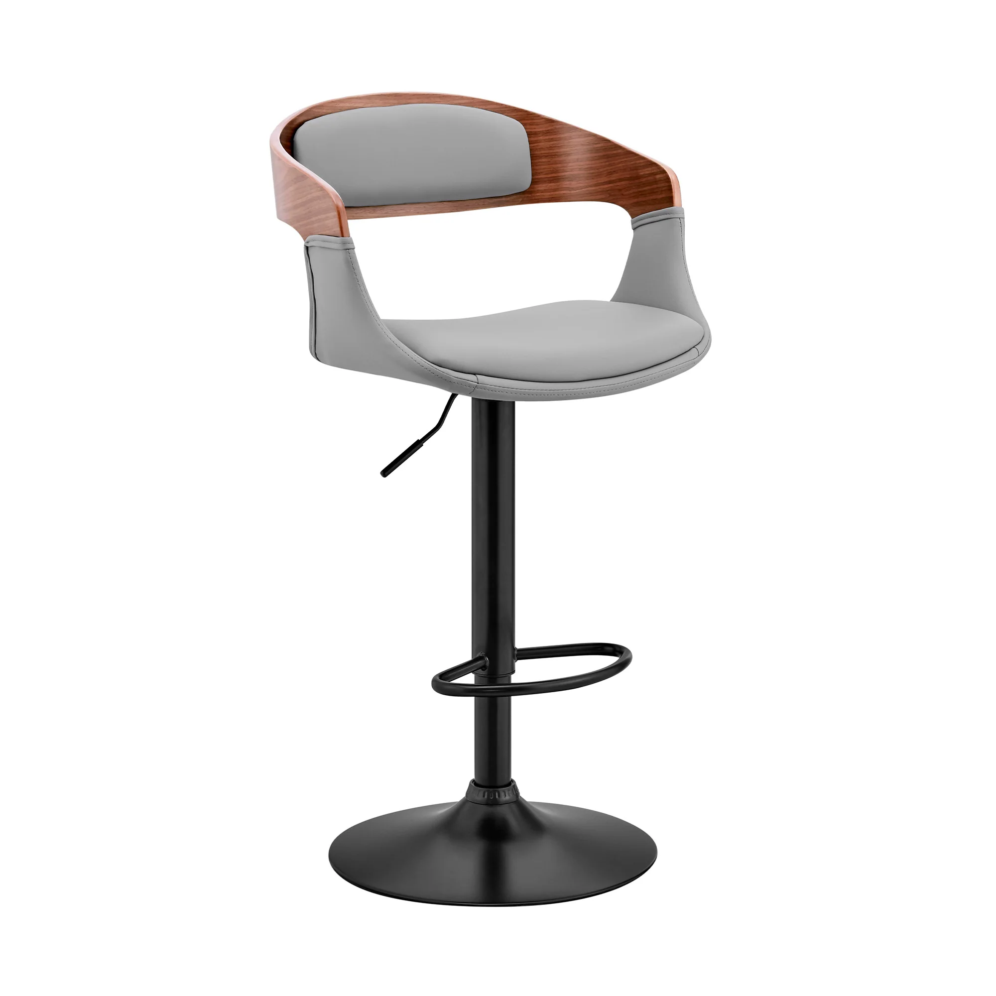 Gray And Black Iron Swivel Low Back Adjustable Height Bar Chair By Homeroots