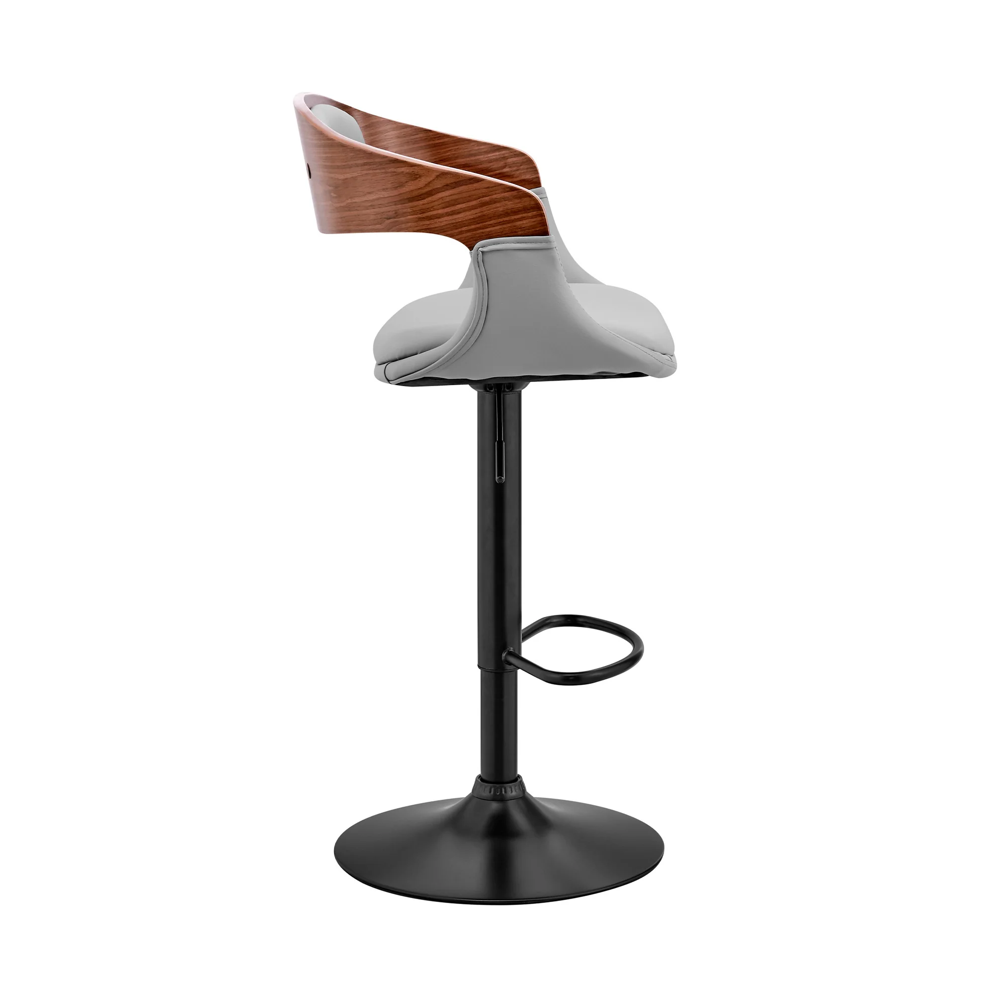 Gray And Black Iron Swivel Low Back Adjustable Height Bar Chair By Homeroots - Image 3