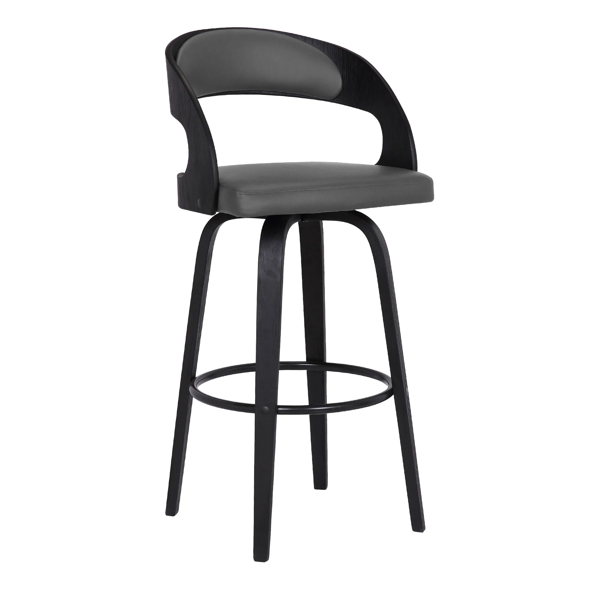 Gray And Black Iron Swivel Low Back Bar Height Bar Chair By Homeroots